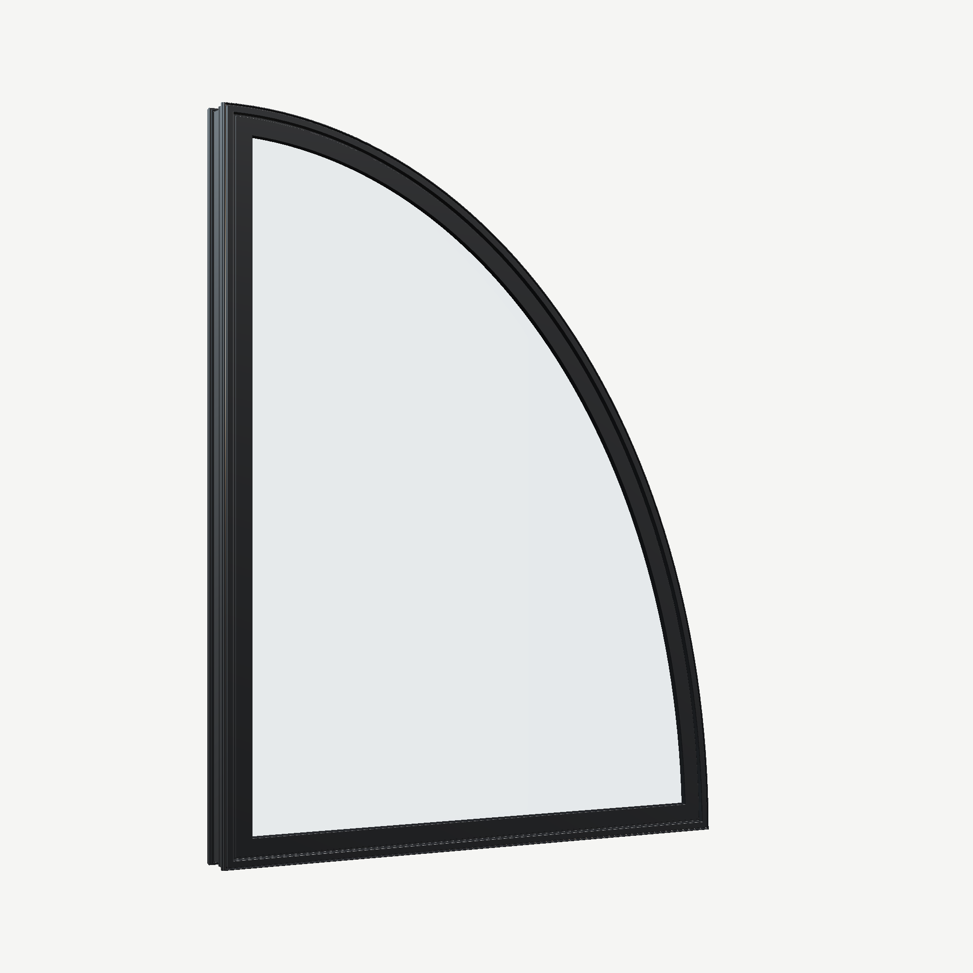 Opposite exterior angle of the 36 × 48 inch partial ellipse (right), black exterior / black interior, without nailing flange