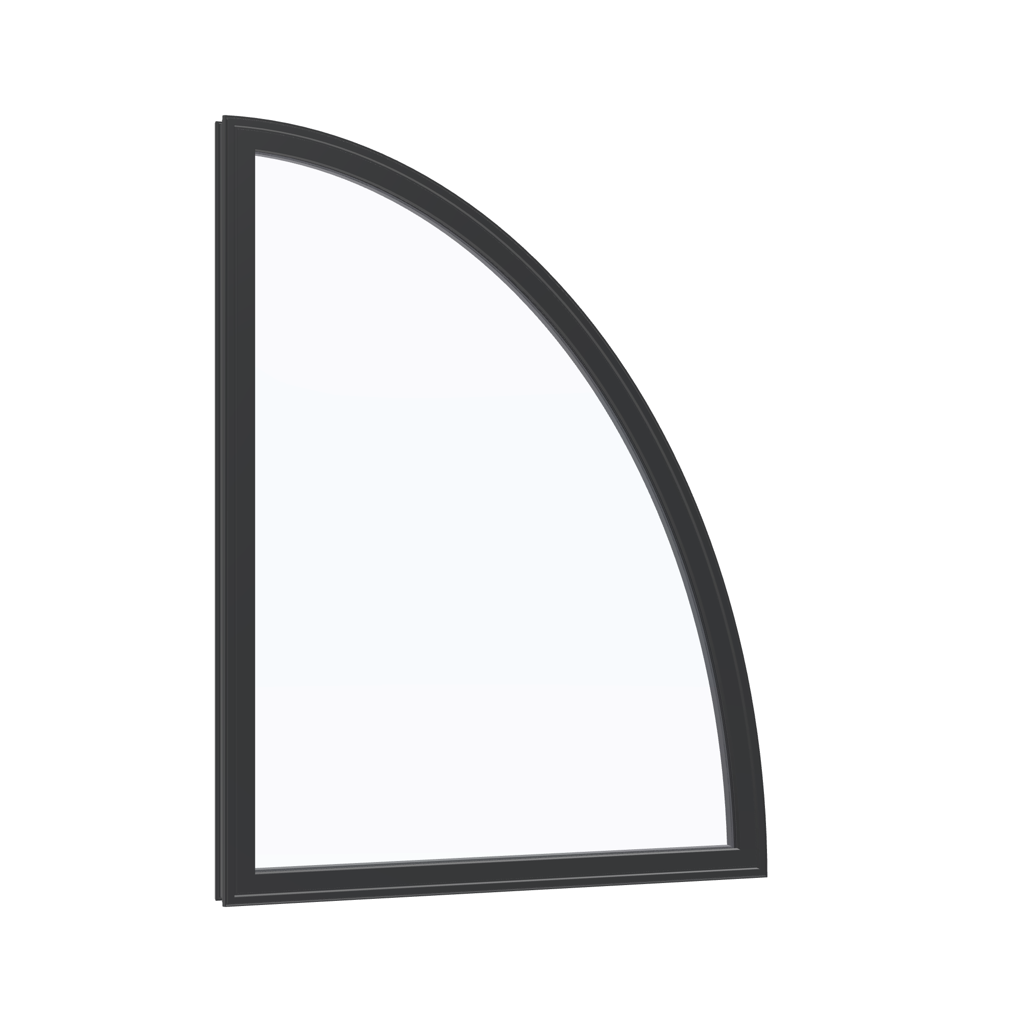 Opposite exterior angle of the 36 × 48 inch partial ellipse (right), black exterior / black interior, without nailing flange