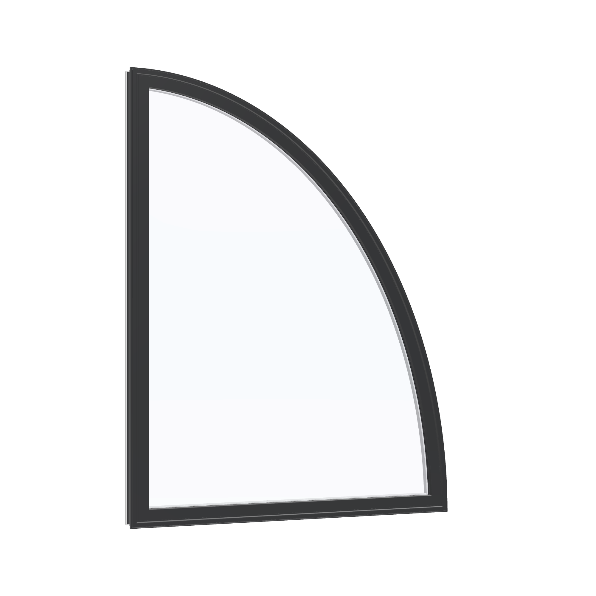 Opposite exterior angle of the 36 × 48 inch partial ellipse (right), black exterior / white interior, without nailing flange
