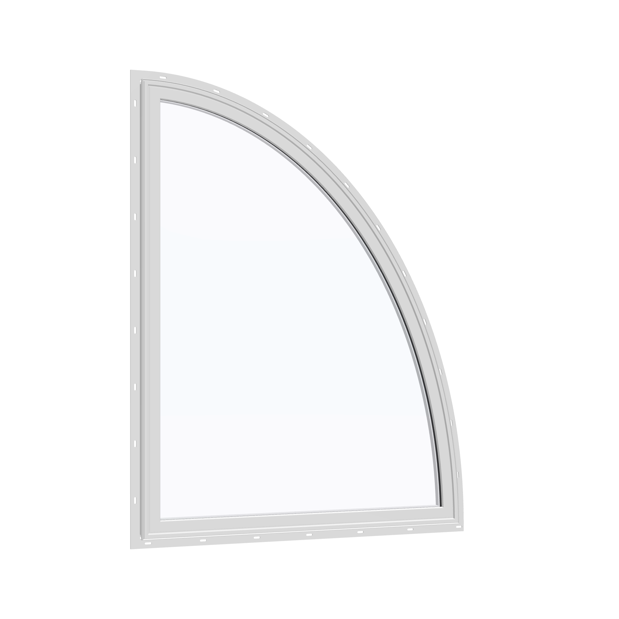 Opposite exterior angle of the 36 × 48 inch partial ellipse (right), white exterior / white interior, with nailing flange