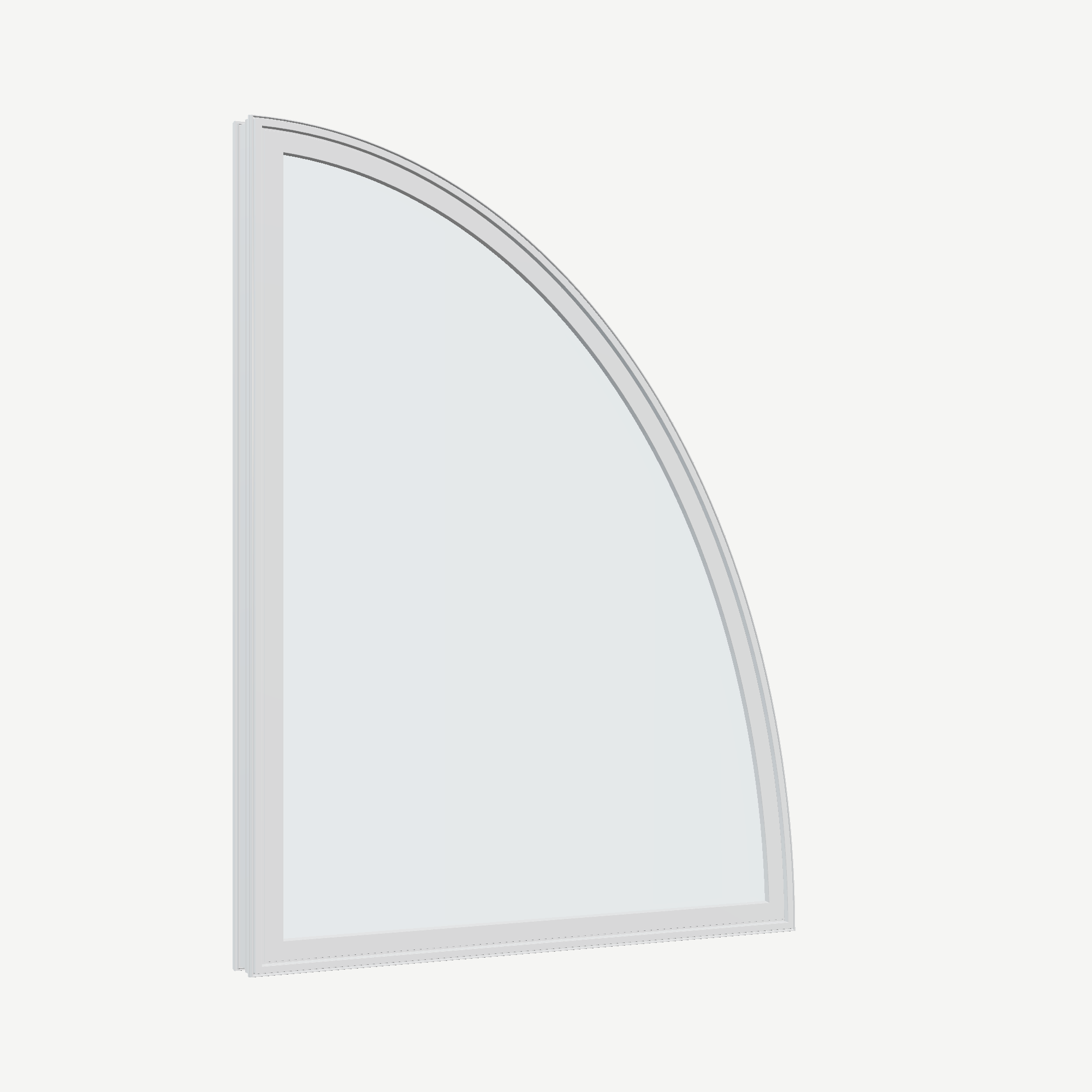 Opposite exterior angle of the 36 × 48 inch partial ellipse (right), white exterior / white interior, without nailing flange