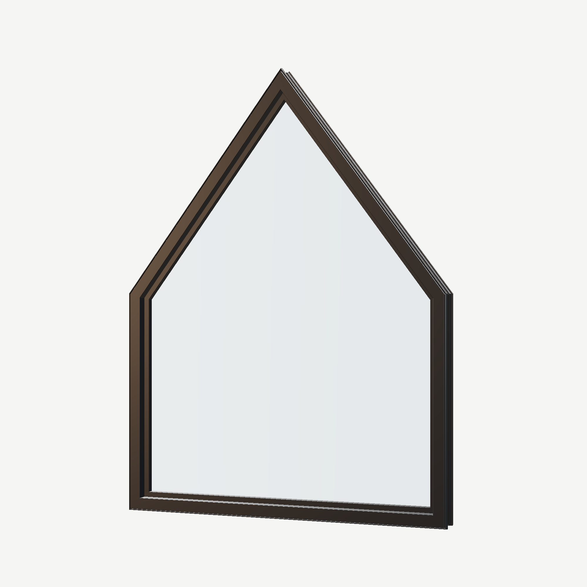 Angled interior view of the 36 × 48 inch pentagon, black exterior / black interior, without nailing flange