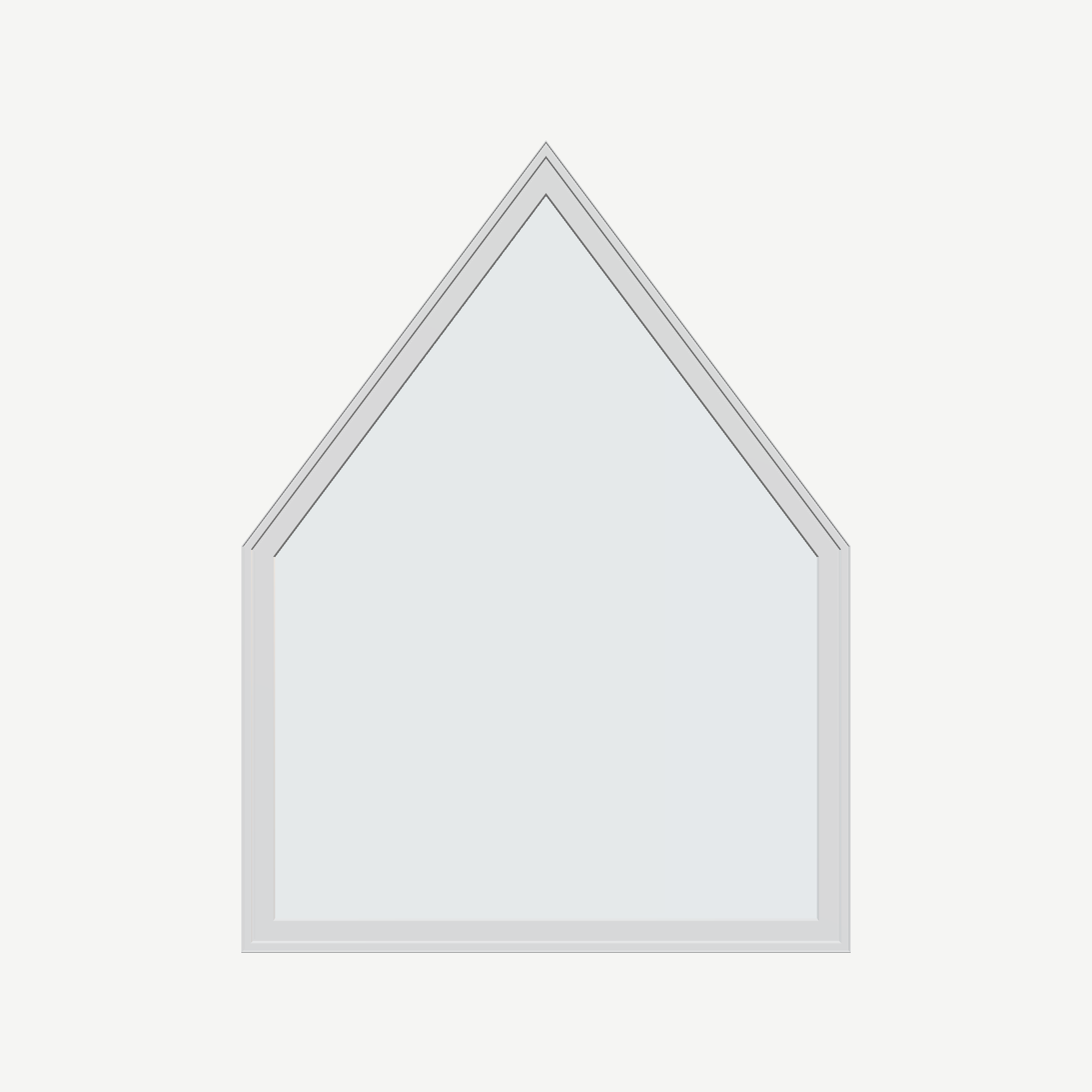 Straight exterior view of the 36 × 48 inch pentagon, white exterior / white interior, without nailing flange