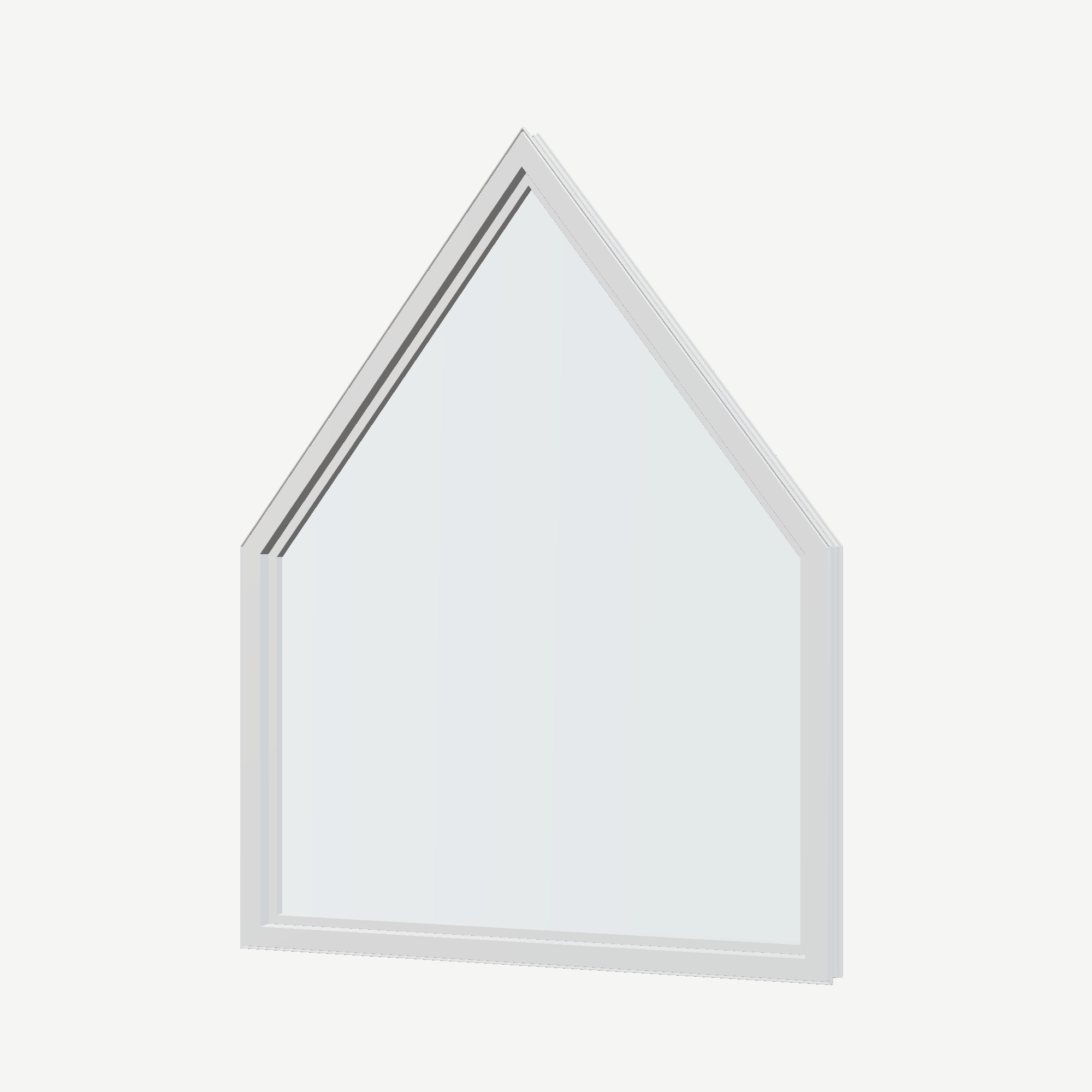 Angled interior view of the 36 × 48 inch pentagon, white exterior / white interior, without nailing flange