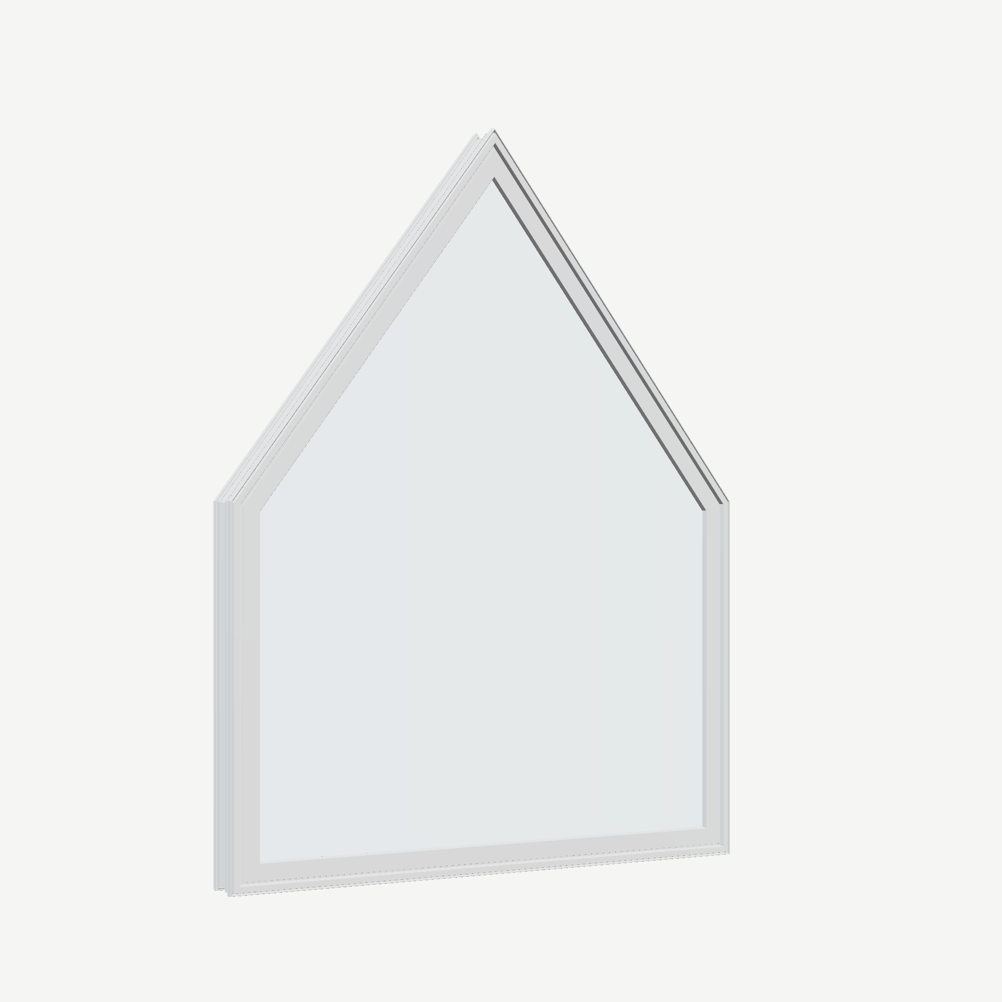Opposite exterior angle of the 36 × 48 inch pentagon, white exterior / white interior, without nailing flange