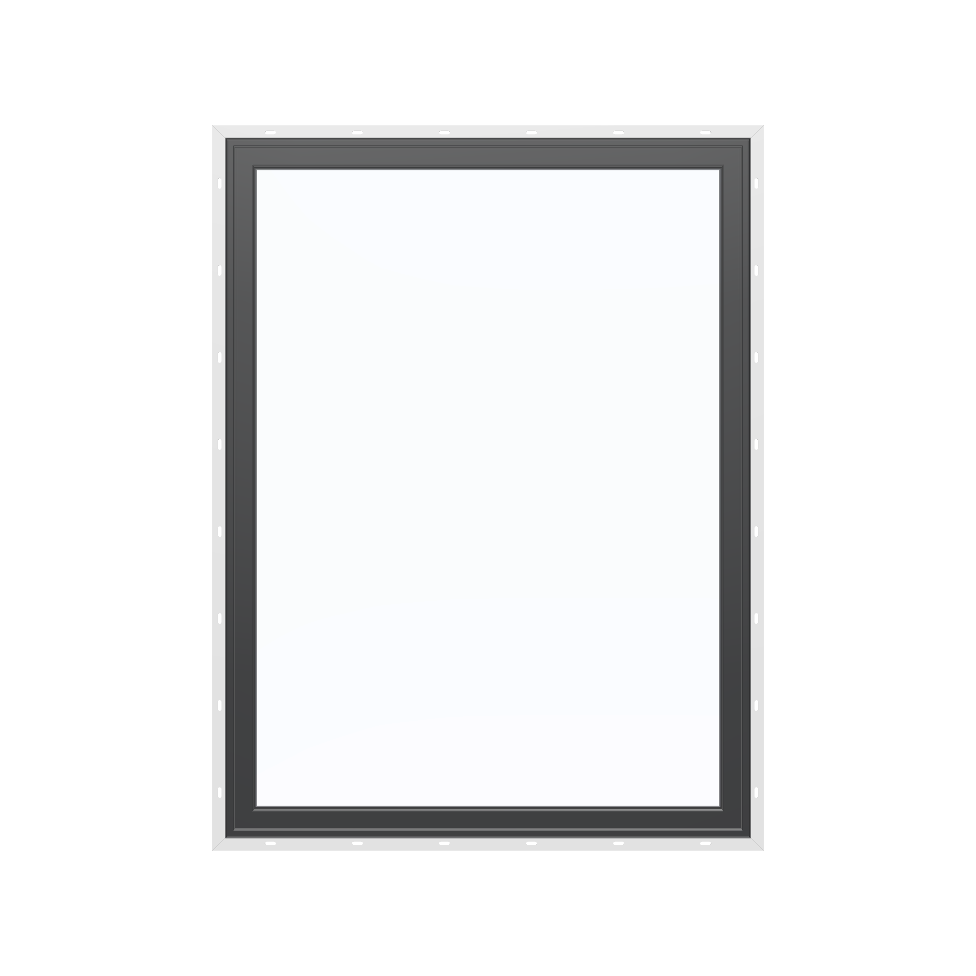 Straight exterior view of the 36 × 48 inch picture window, black exterior / black interior, with nailing flange