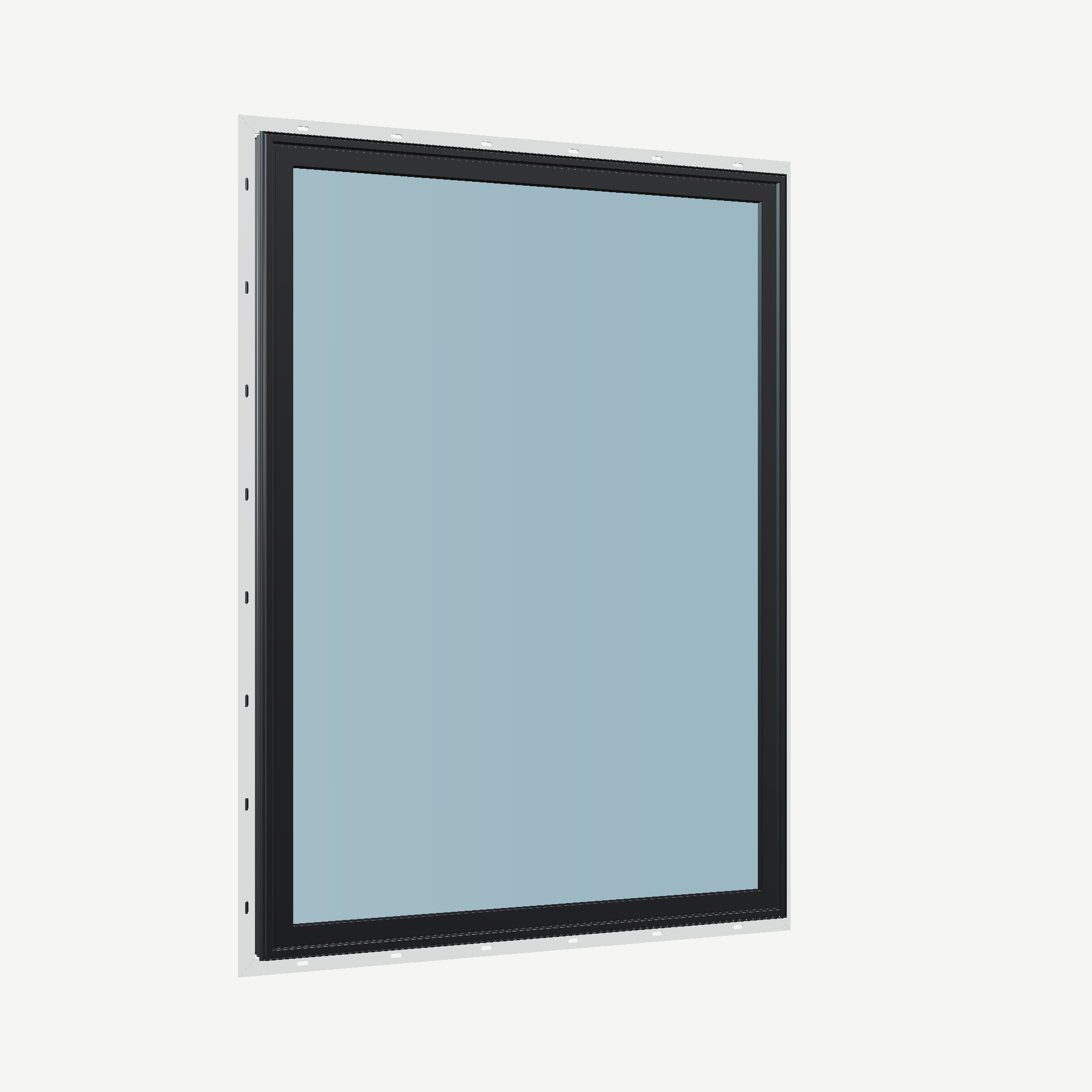 Opposite exterior angle of the 36 × 48 inch picture window, black exterior / black interior, with nailing flange