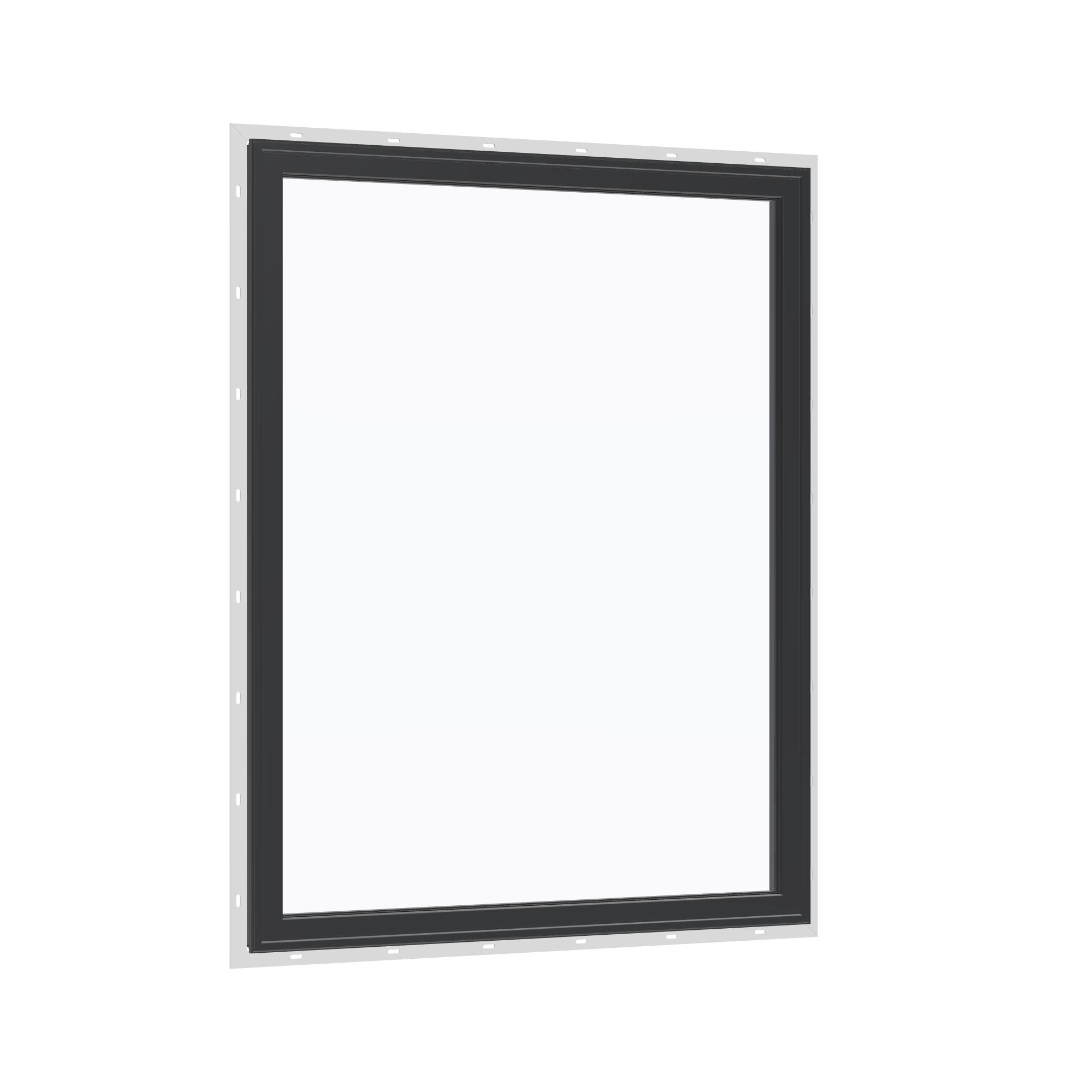 Opposite exterior angle of the 36 × 48 inch picture window, black exterior / black interior, with nailing flange