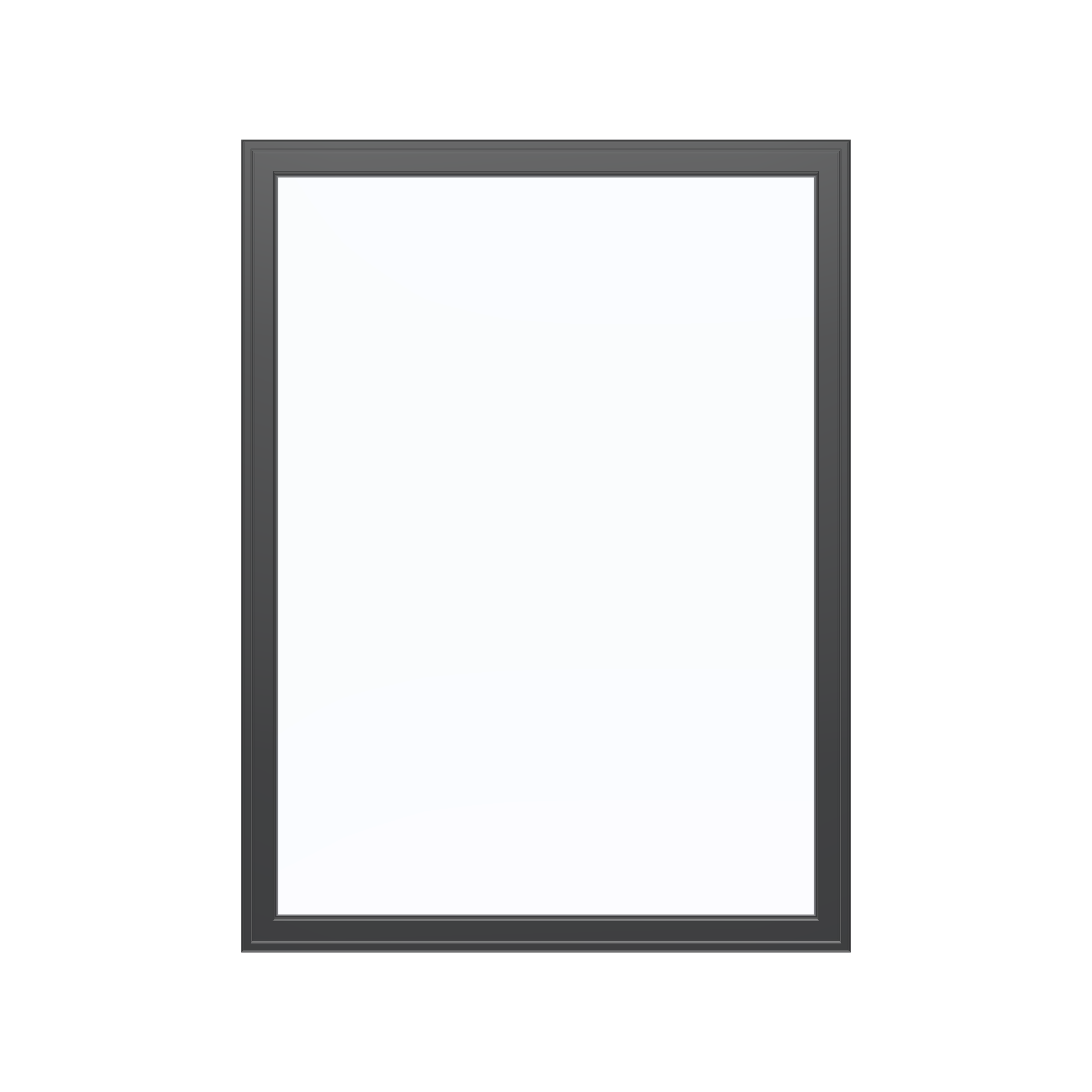 Straight exterior view of the 36 × 48 inch picture window, black exterior / black interior, without nailing flange