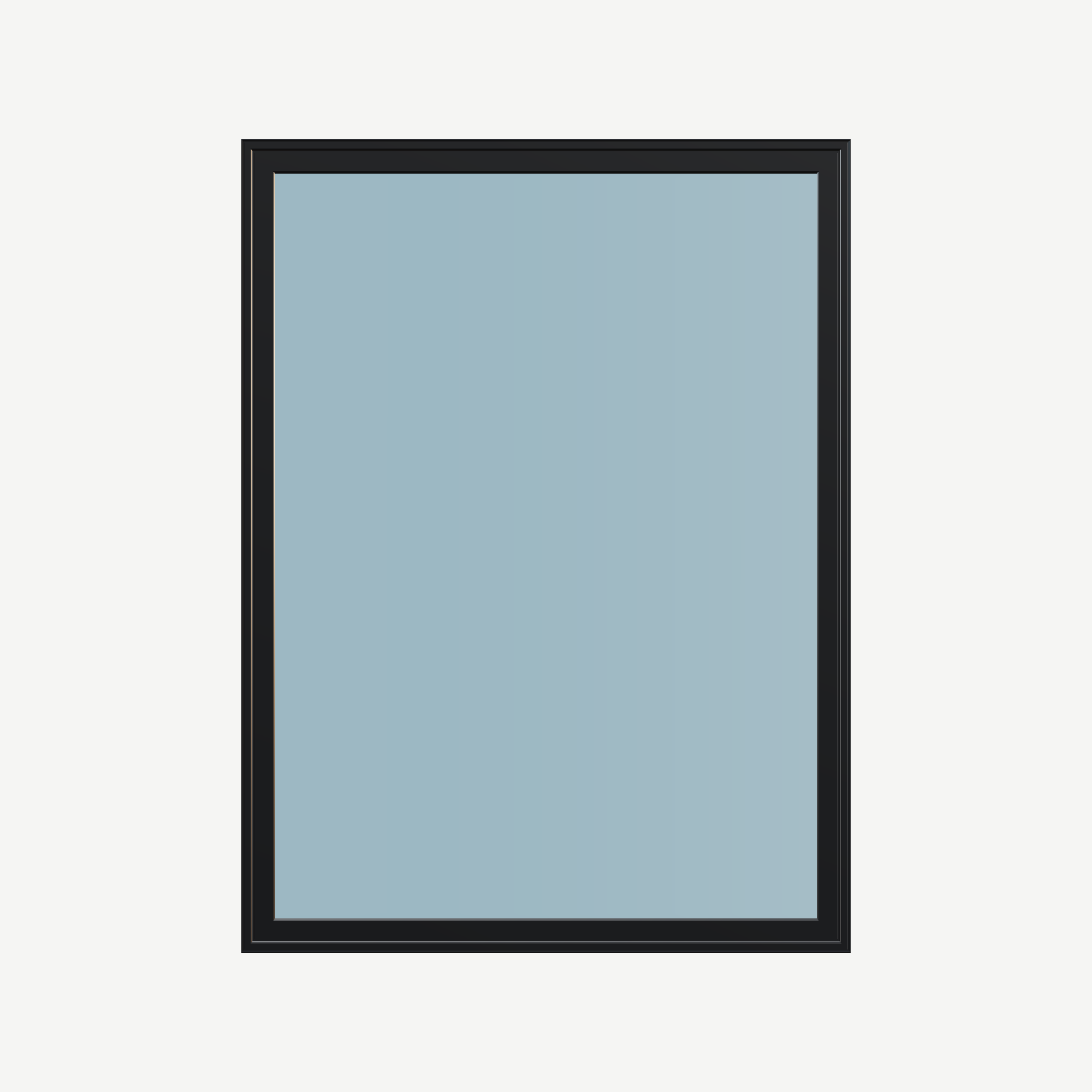 Straight exterior view of the 36 × 48 inch picture window, black exterior / black interior, without nailing flange
