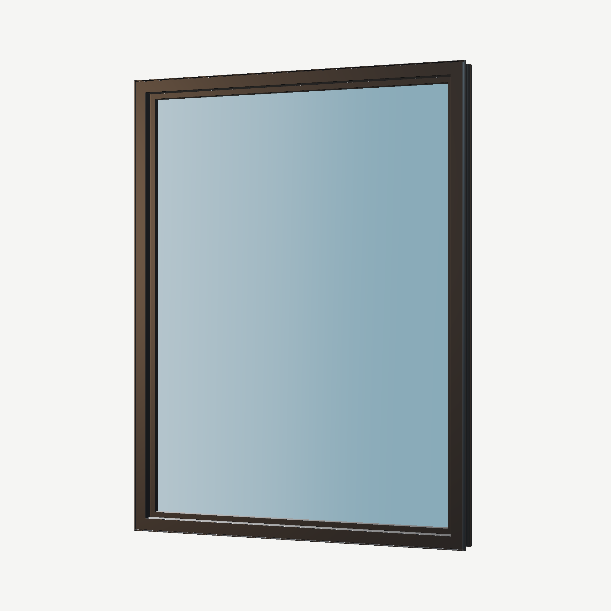 Angled interior view of the 36 × 48 inch picture window, black exterior / black interior, without nailing flange