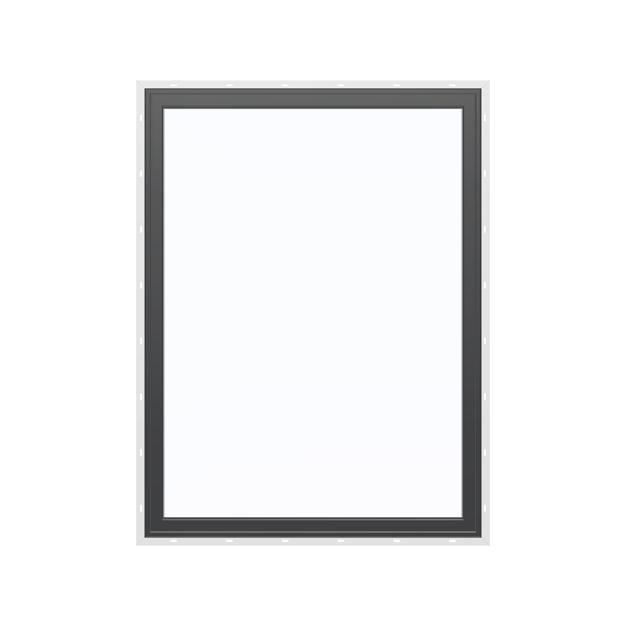 Straight exterior view of the 36 × 48 inch picture window, black exterior / white interior, with nailing flange