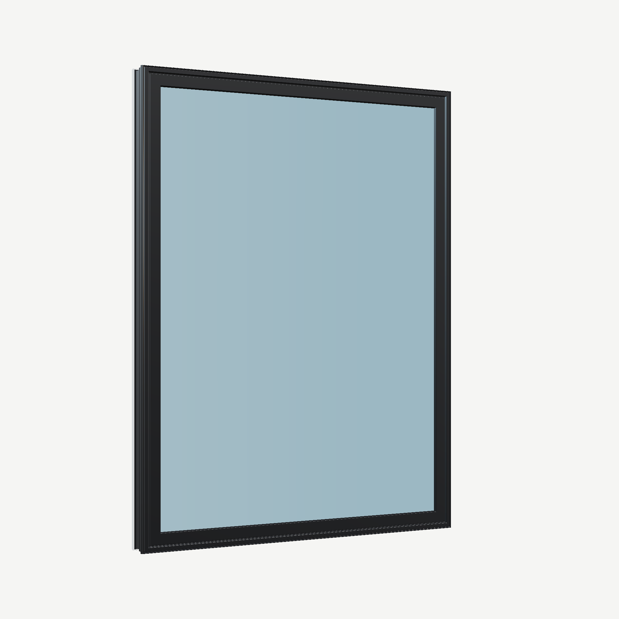 Opposite exterior angle of the 36 × 48 inch picture window, black exterior / white interior, without nailing flange