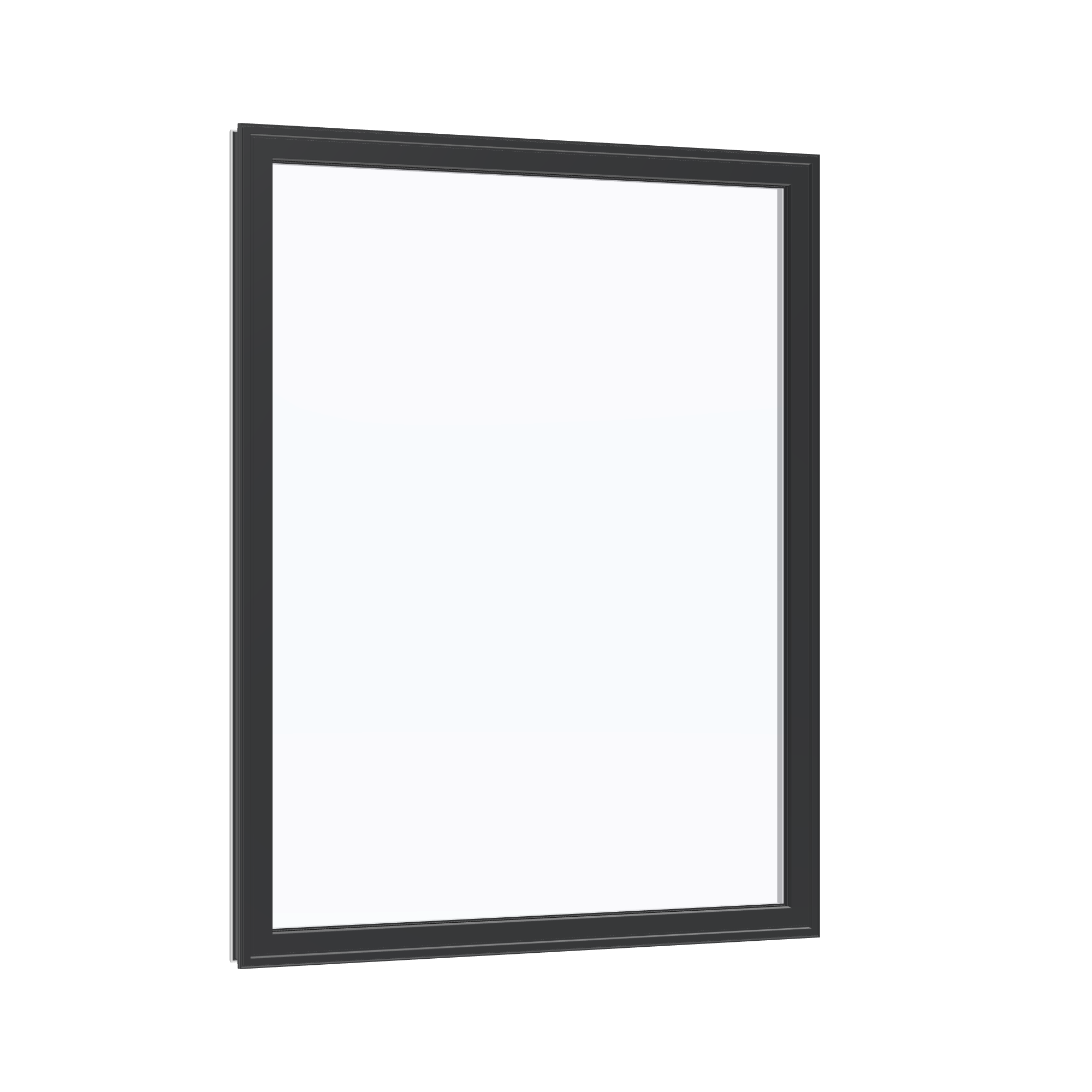 Opposite exterior angle of the 36 × 48 inch picture window, black exterior / white interior, without nailing flange