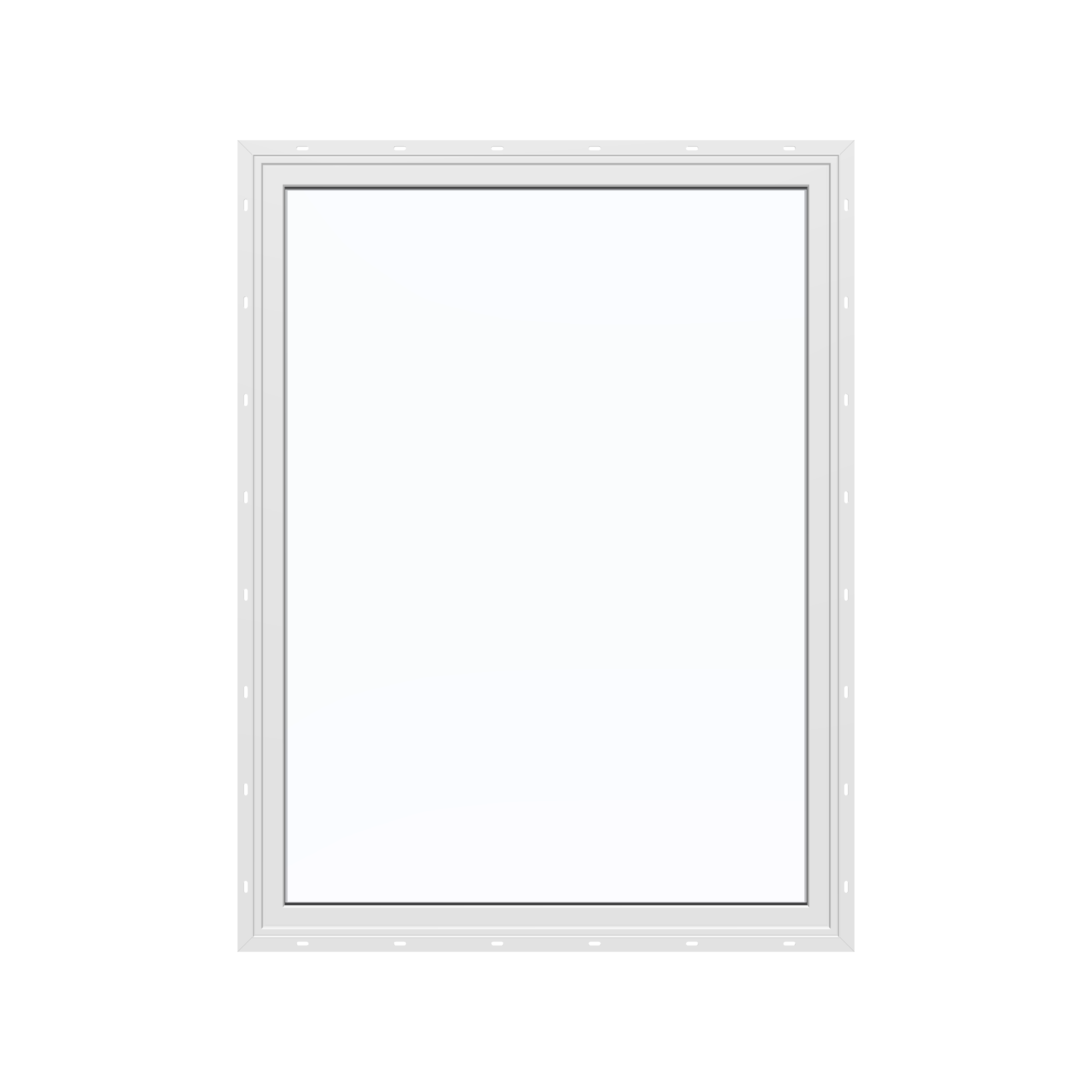 Straight exterior view of the 36 × 48 inch picture window, white exterior / white interior, with nailing flange