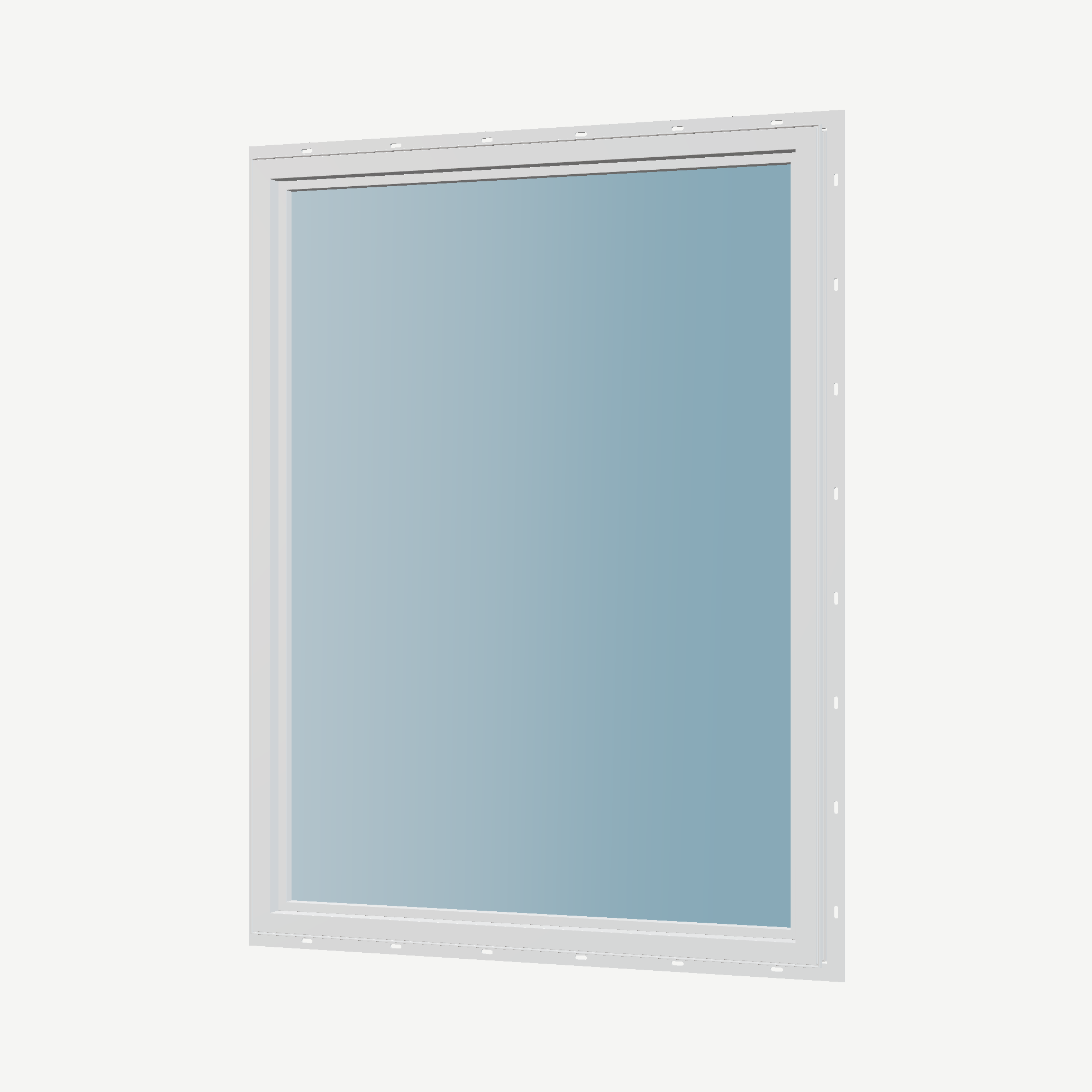 Angled interior view of the 36 × 48 inch picture window, white exterior / white interior, with nailing flange