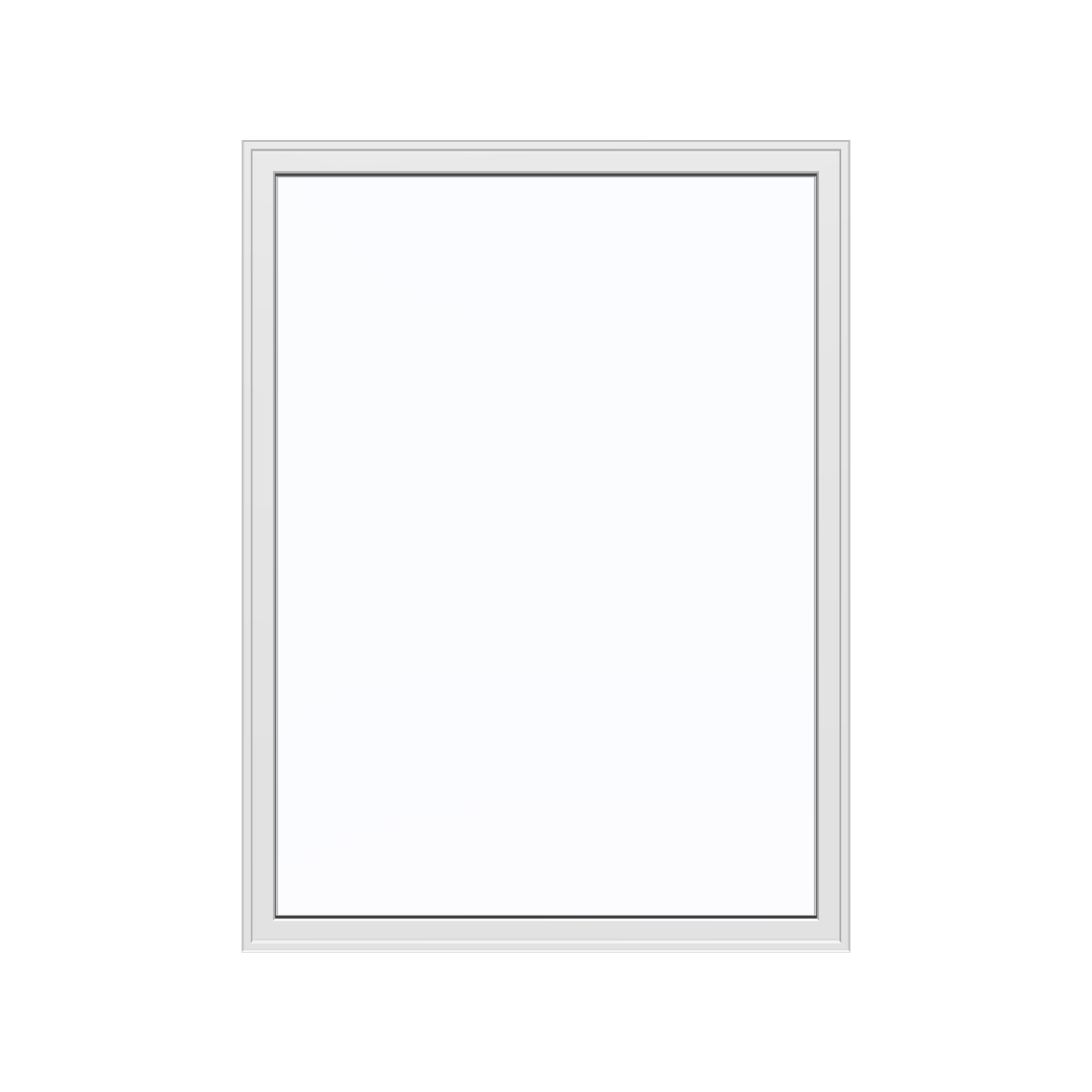 Straight exterior view of the 36 × 48 inch picture window, white exterior / white interior, without nailing flange