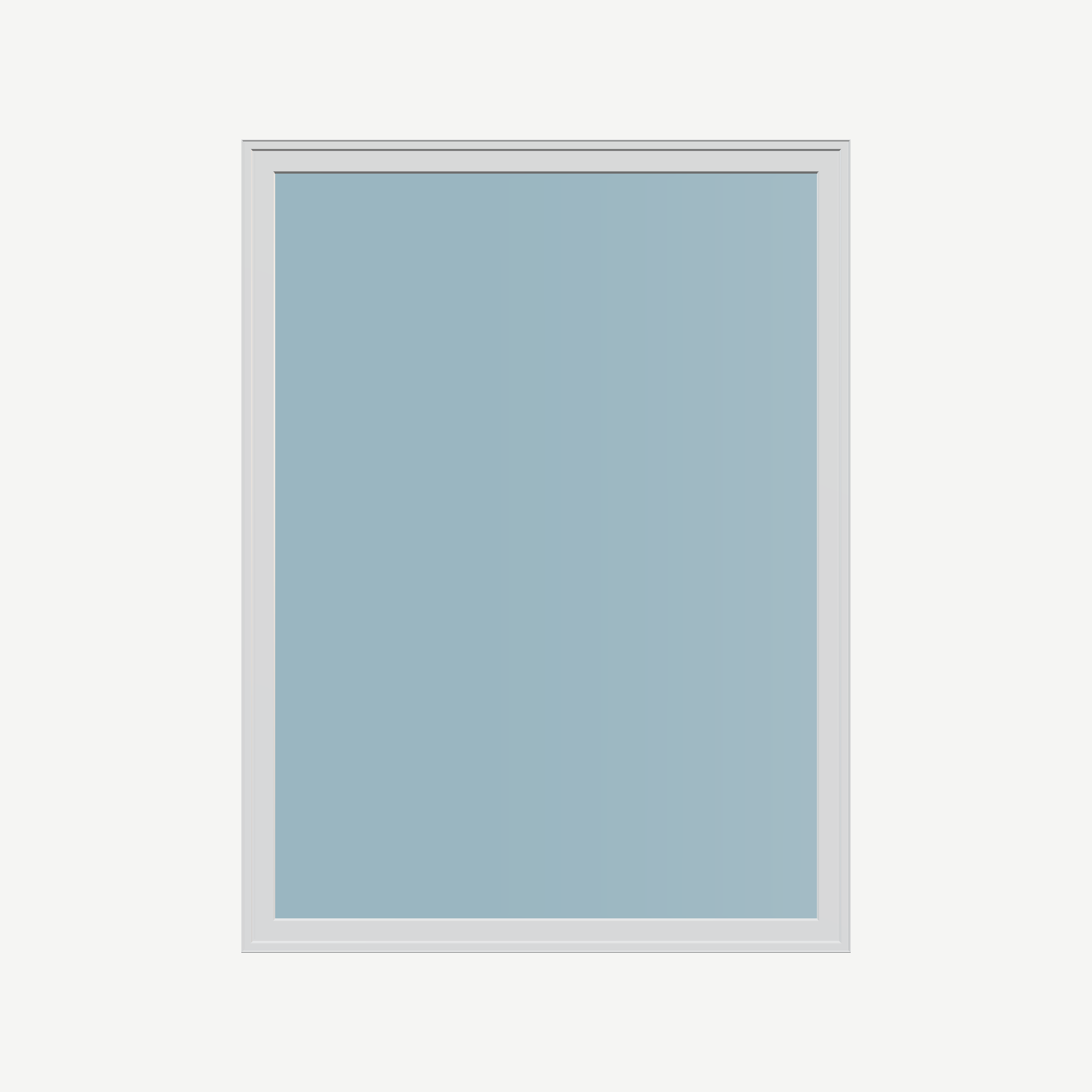 Straight exterior view of the 36 × 48 inch picture window, white exterior / white interior, without nailing flange