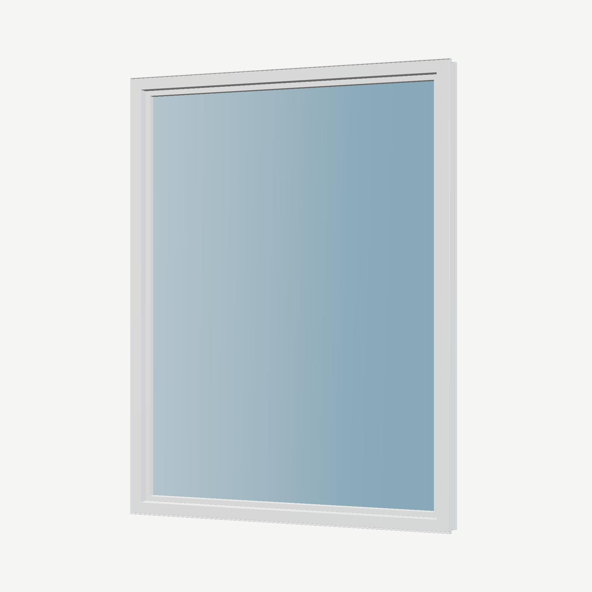 Angled interior view of the 36 × 48 inch picture window, white exterior / white interior, without nailing flange