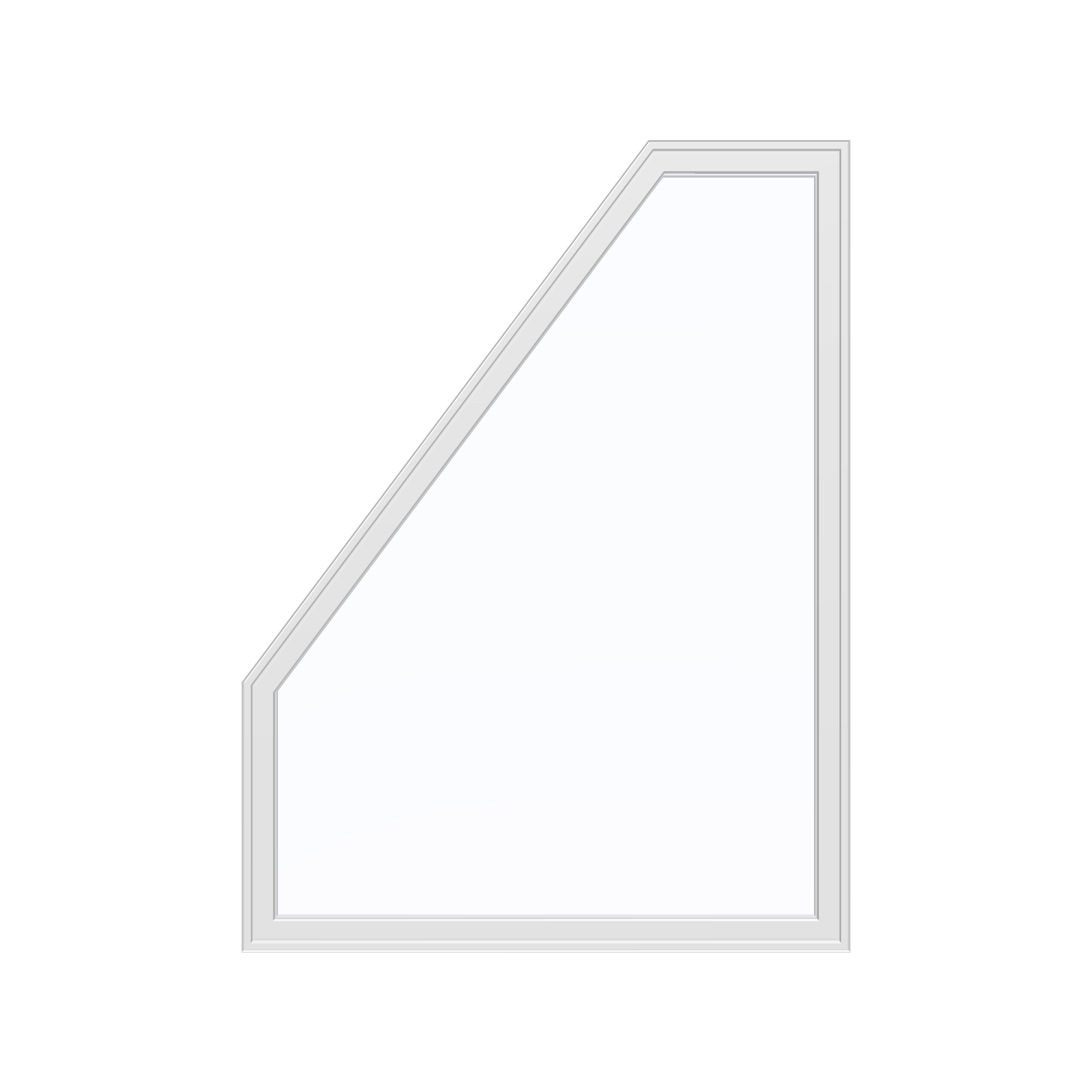Straight exterior view of the 36 × 48 inch polygon (left), white exterior / white interior, without nailing flange