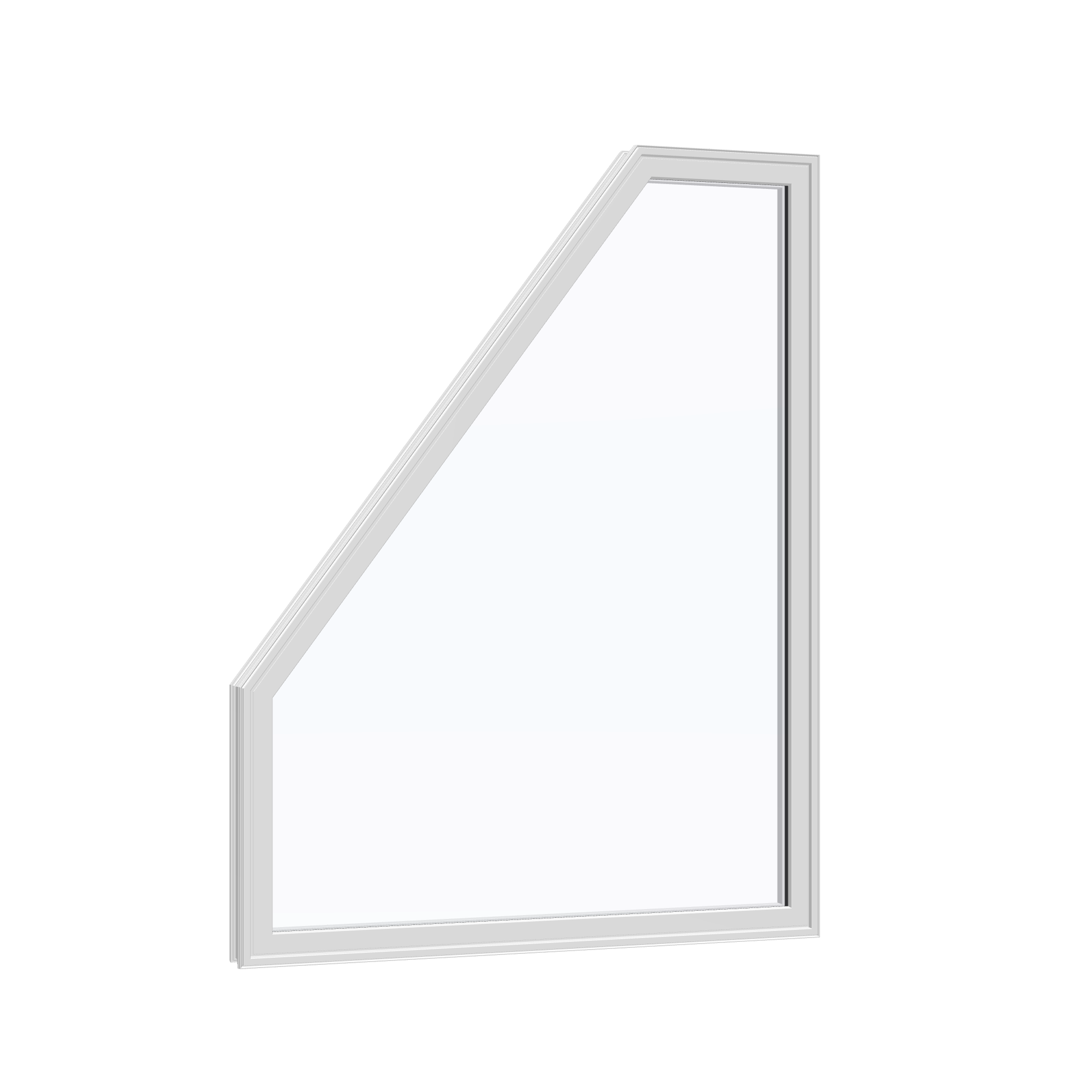 Opposite exterior angle of the 36 × 48 inch polygon (left), white exterior / white interior, without nailing flange
