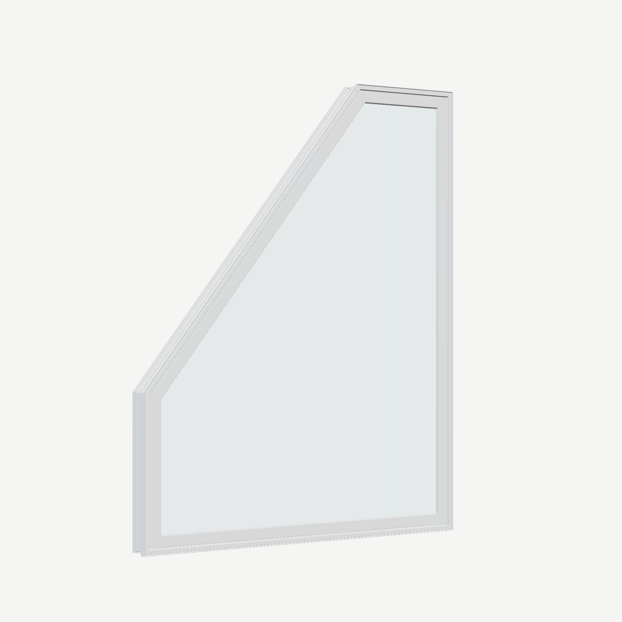 Opposite exterior angle of the 36 × 48 inch polygon (left), white exterior / white interior, without nailing flange