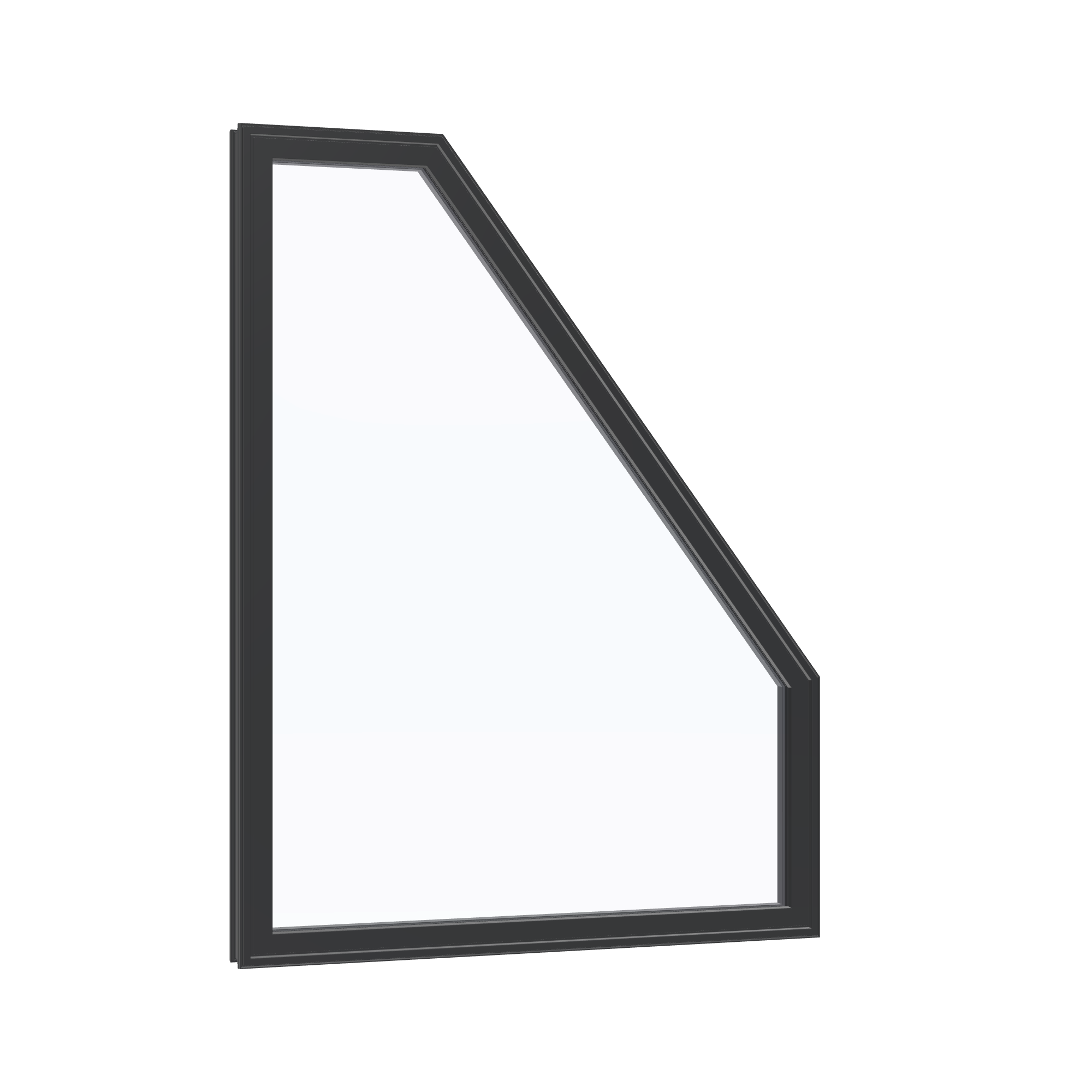 Opposite exterior angle of the 36 × 48 inch polygon (right), black exterior / black interior, without nailing flange