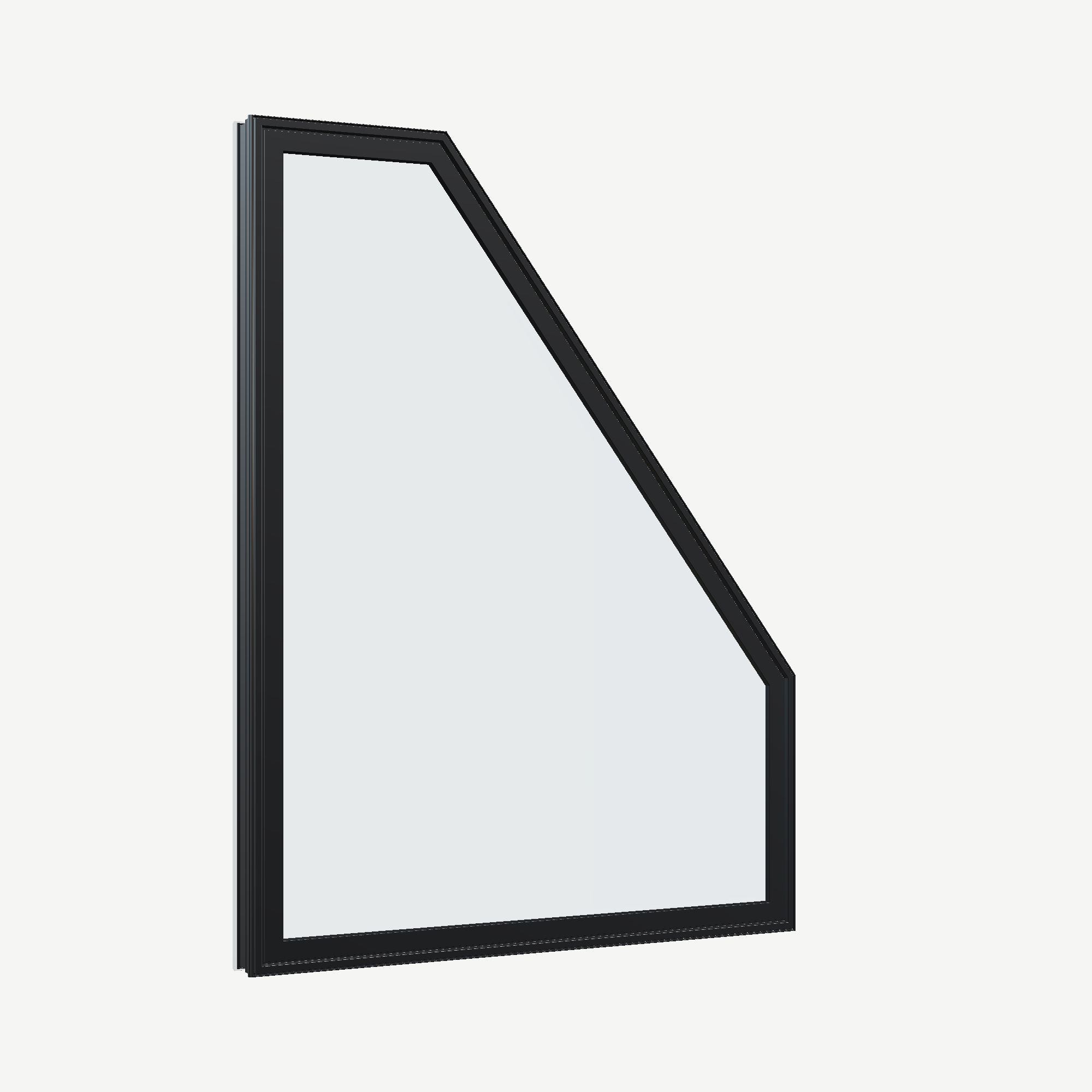 Opposite exterior angle of the 36 × 48 inch polygon (right), black exterior / white interior, without nailing flange
