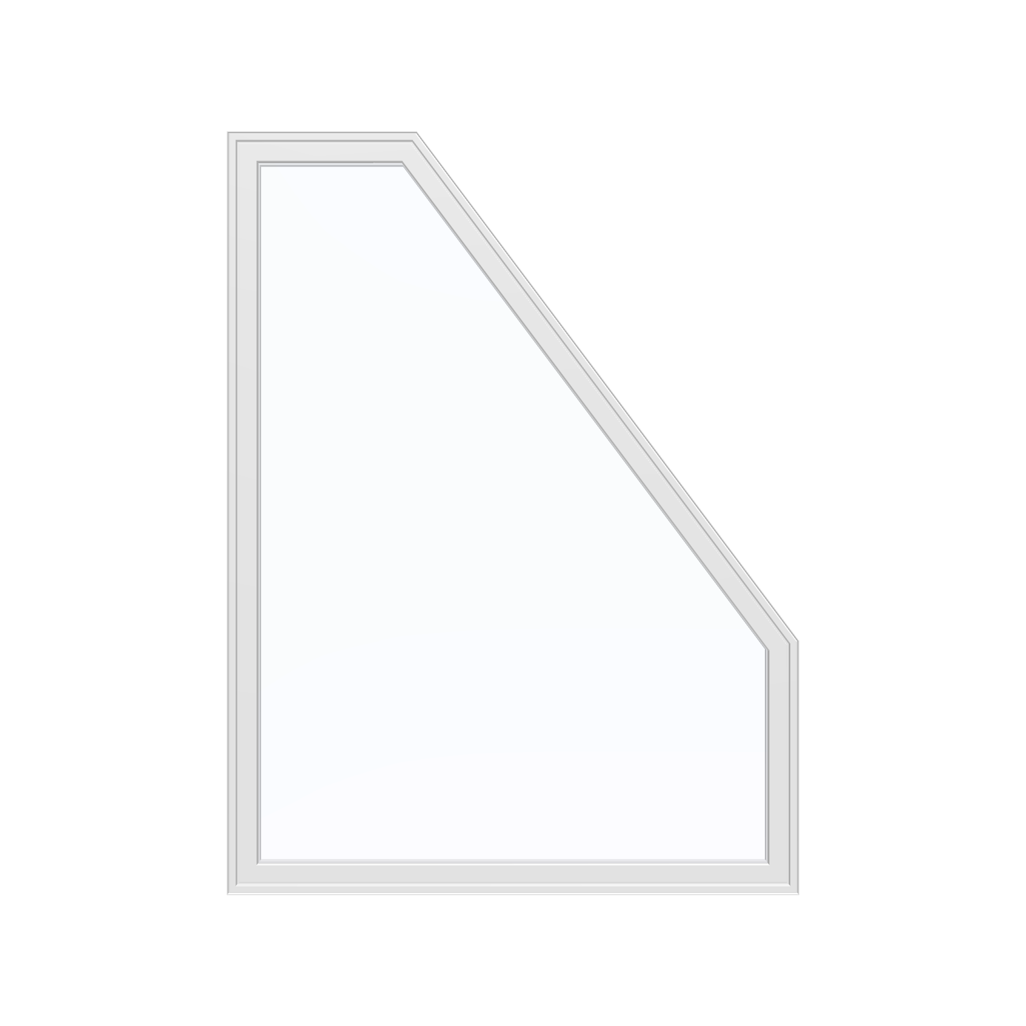 Straight exterior view of the 36 × 48 inch polygon (right), white exterior / white interior, without nailing flange