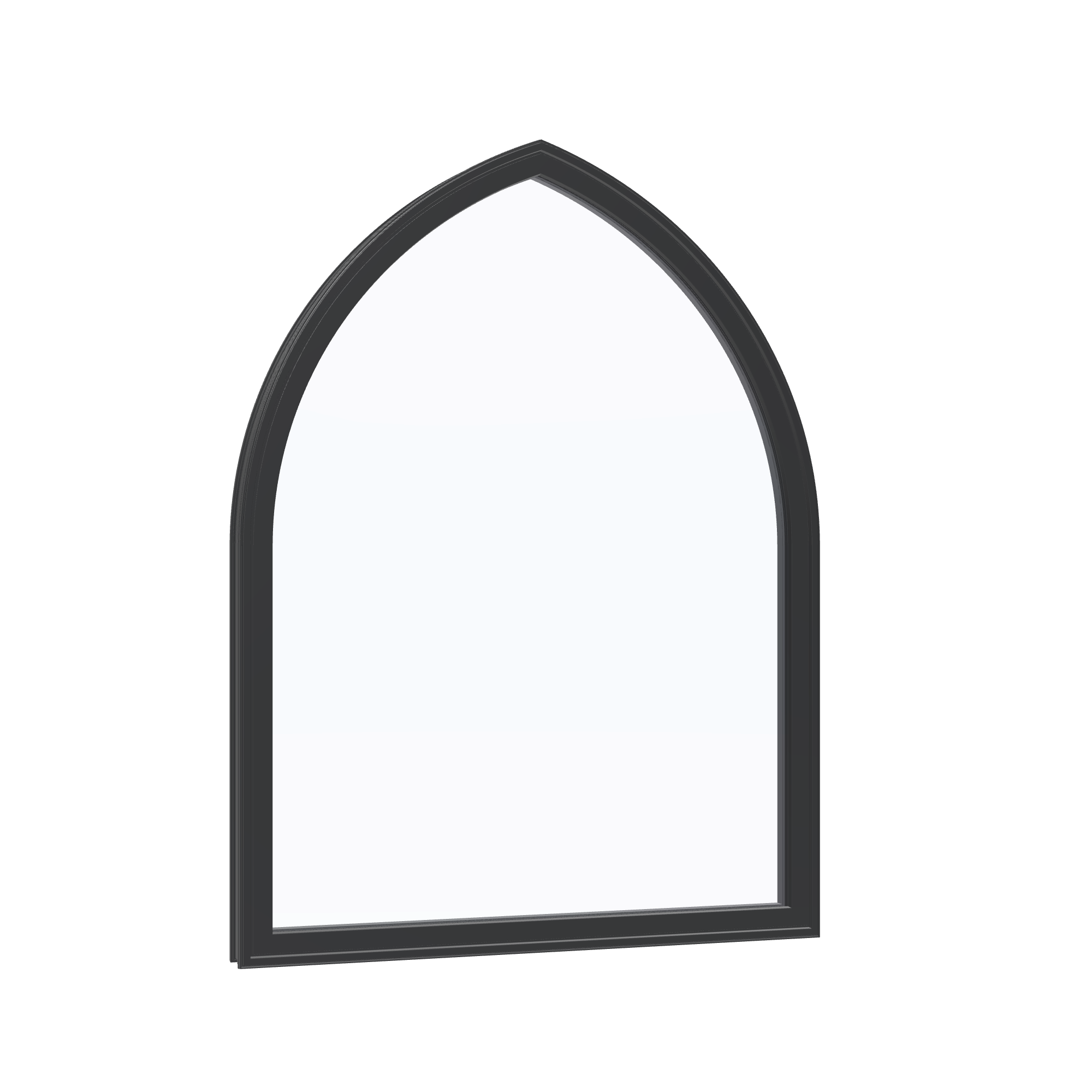 Opposite exterior angle of the 36 × 48 inch raised gothic, black exterior / black interior, without nailing flange