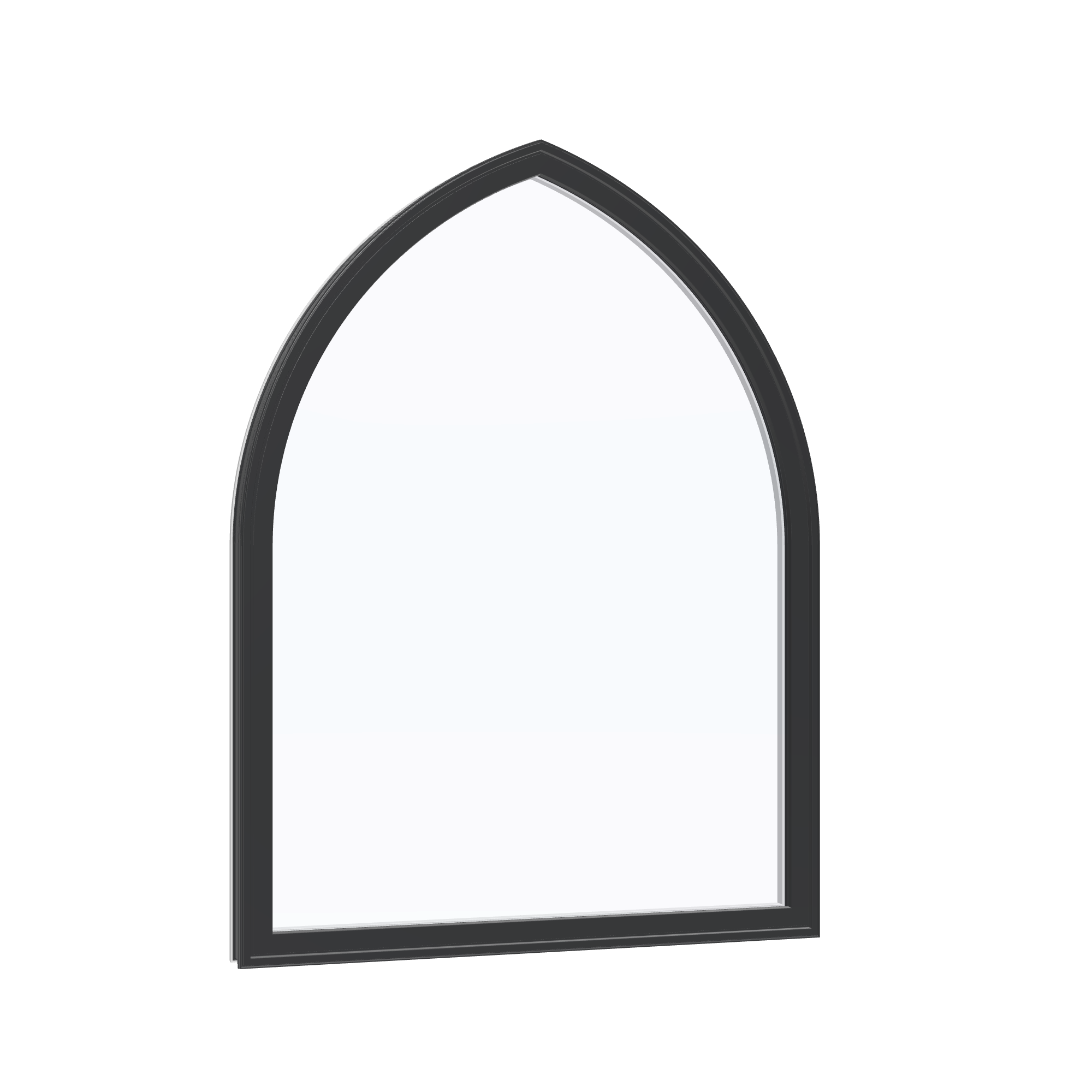 Opposite exterior angle of the 36 × 48 inch raised gothic, black exterior / white interior, without nailing flange