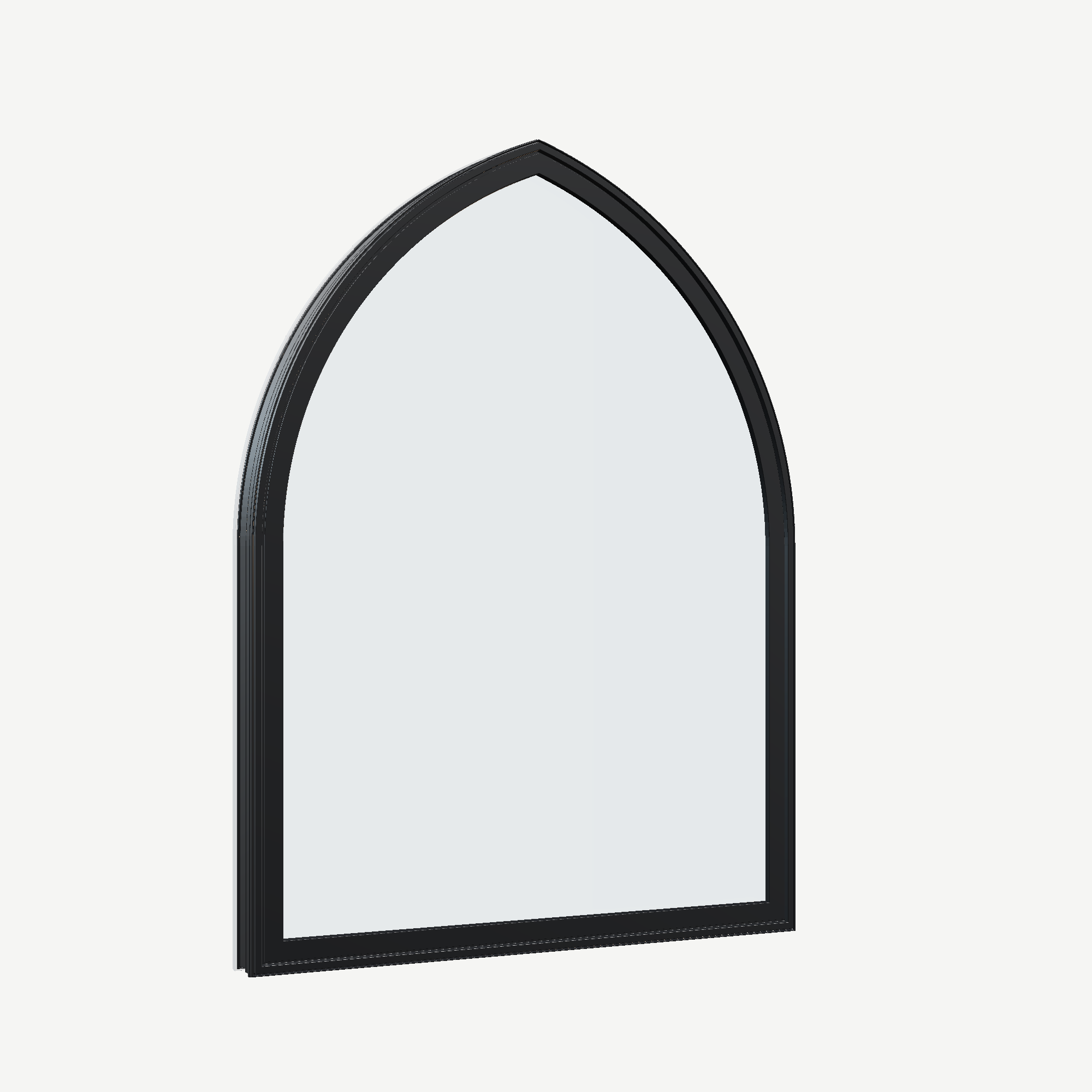 Opposite exterior angle of the 36 × 48 inch raised gothic, black exterior / white interior, without nailing flange