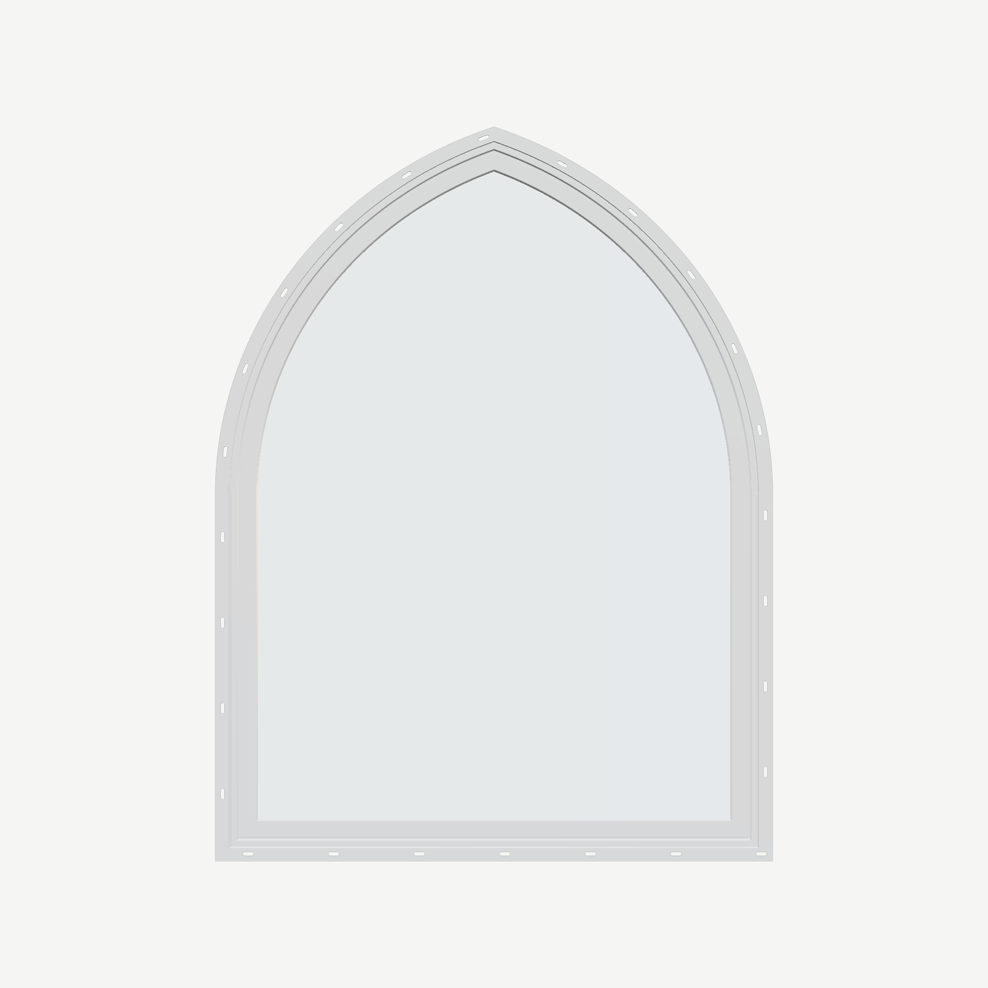 Straight exterior view of the 36 × 48 inch raised gothic, white exterior / white interior, with nailing flange