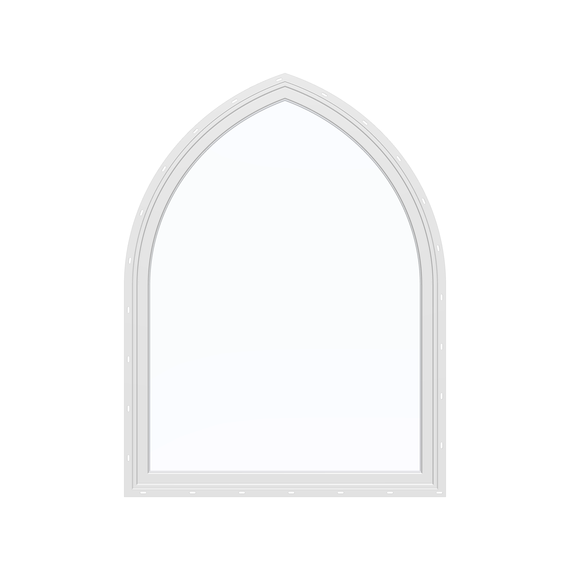 Straight exterior view of the 36 × 48 inch raised gothic, white exterior / white interior, with nailing flange