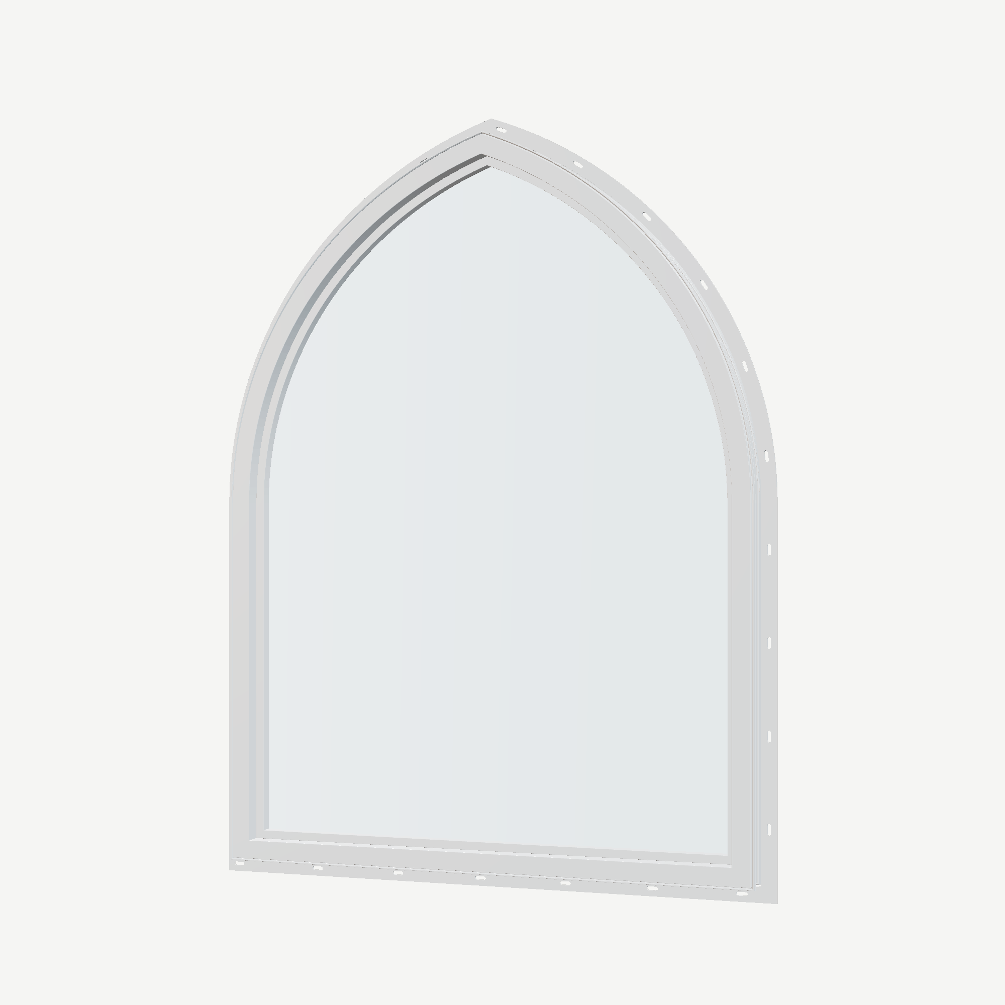 Angled interior view of the 36 × 48 inch raised gothic, white exterior / white interior, with nailing flange