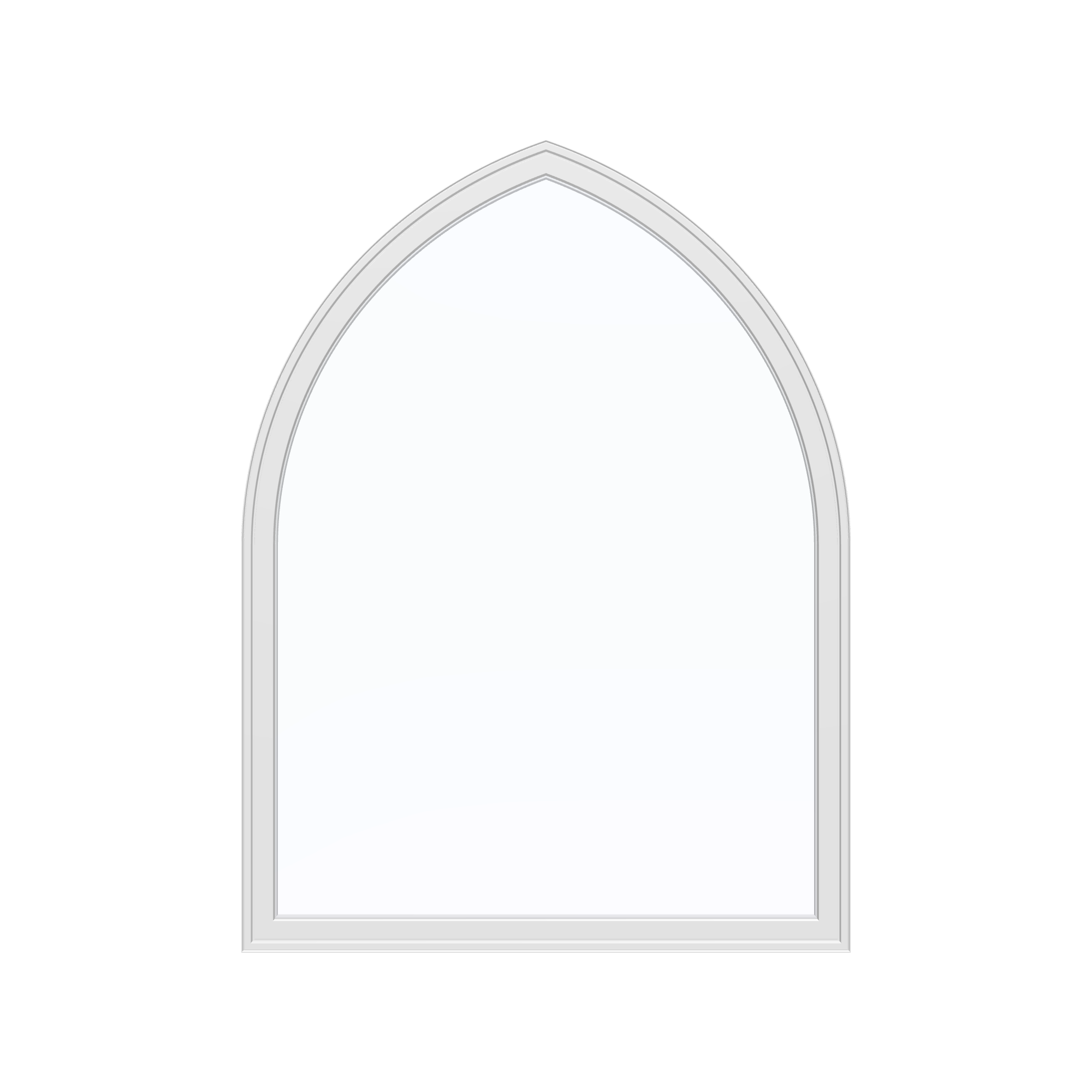 Straight exterior view of the 36 × 48 inch raised gothic, white exterior / white interior, without nailing flange