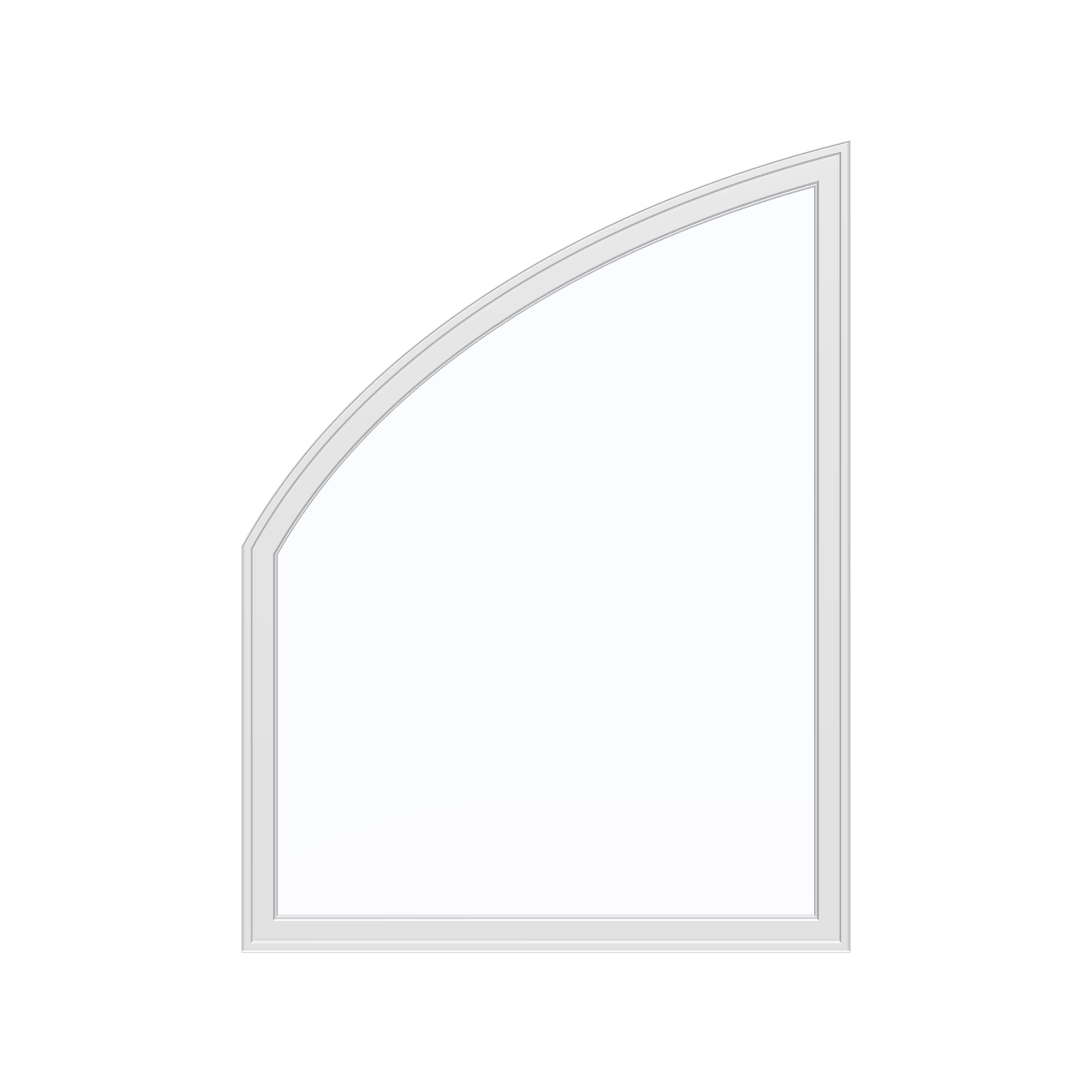 Straight exterior view of the 36 × 48 inch raised partial chord (left), white exterior / white interior, without nailing flange
