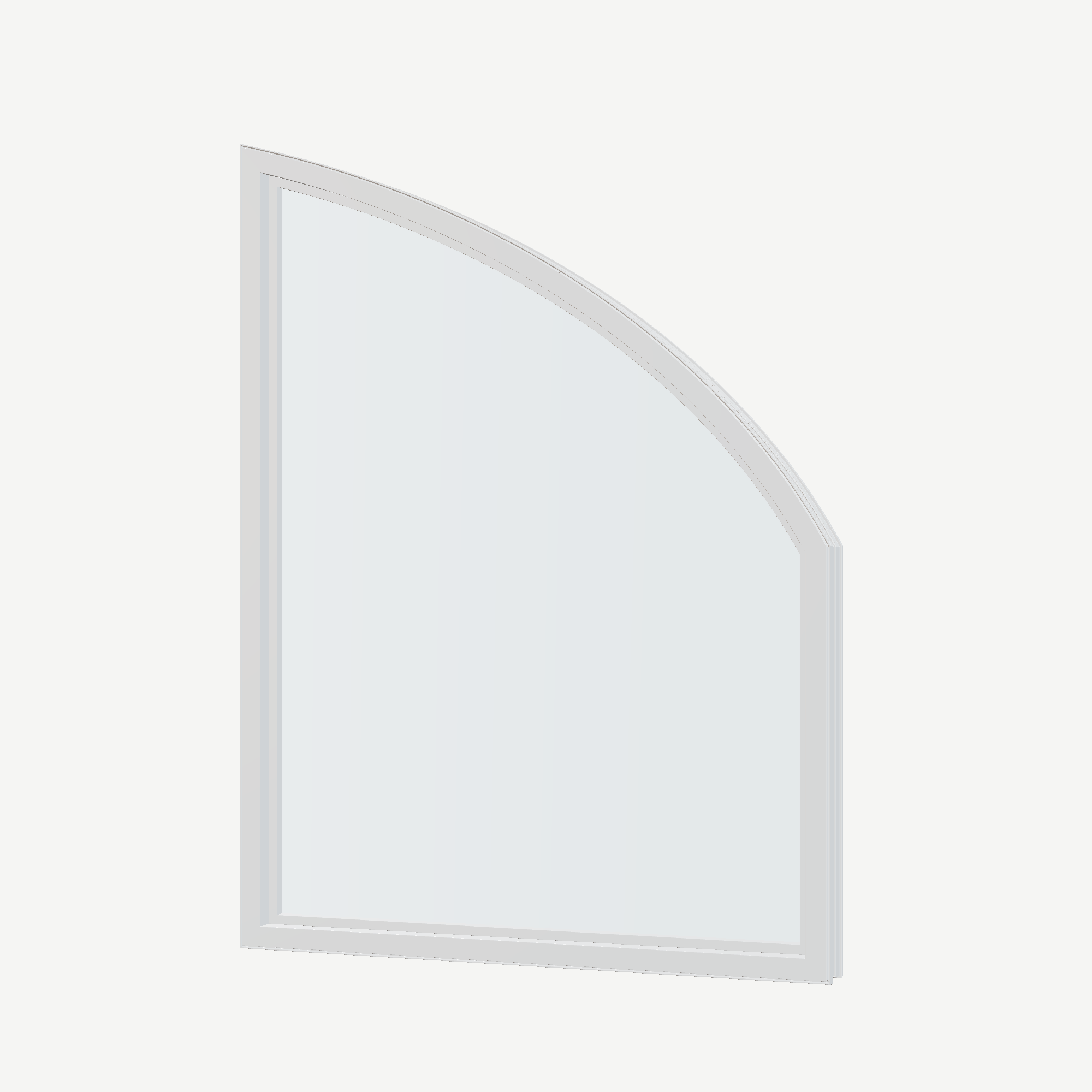 Angled interior view of the 36 × 48 inch raised partial chord (left), white exterior / white interior, without nailing flange
