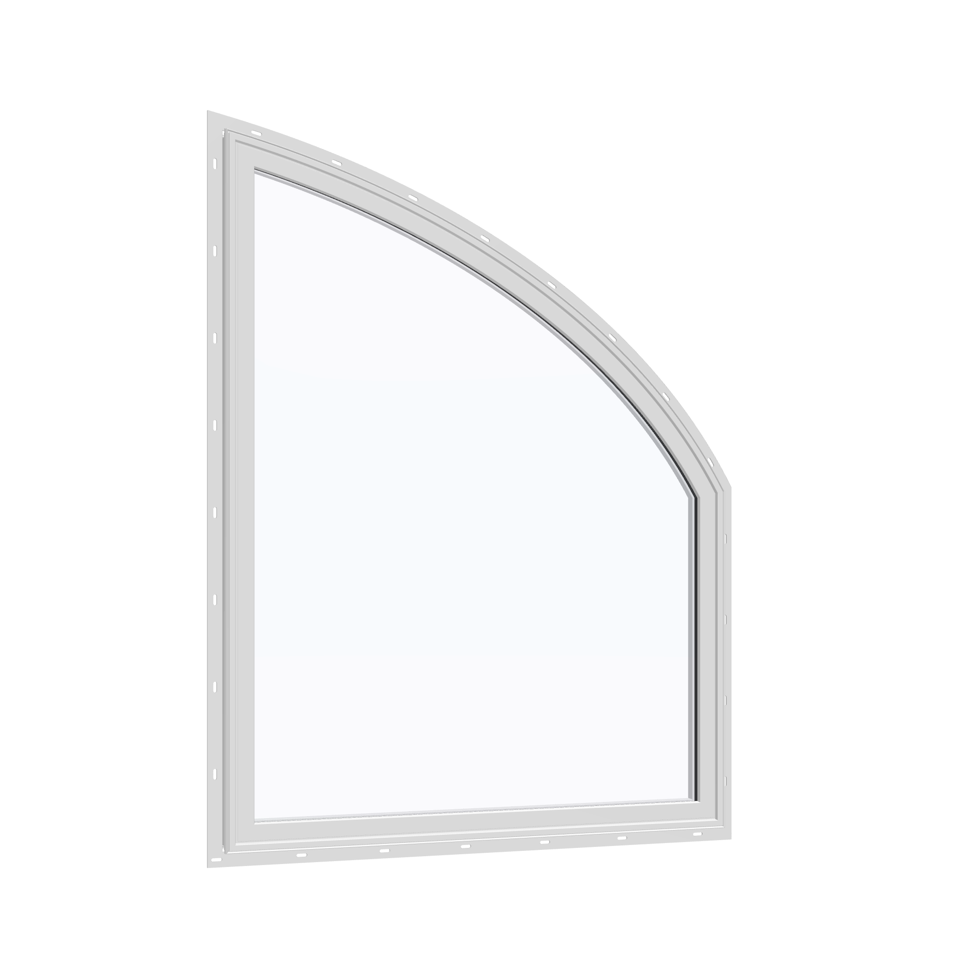 Opposite exterior angle of the 36 × 48 inch raised partial chord (right), white exterior / white interior, with nailing flange