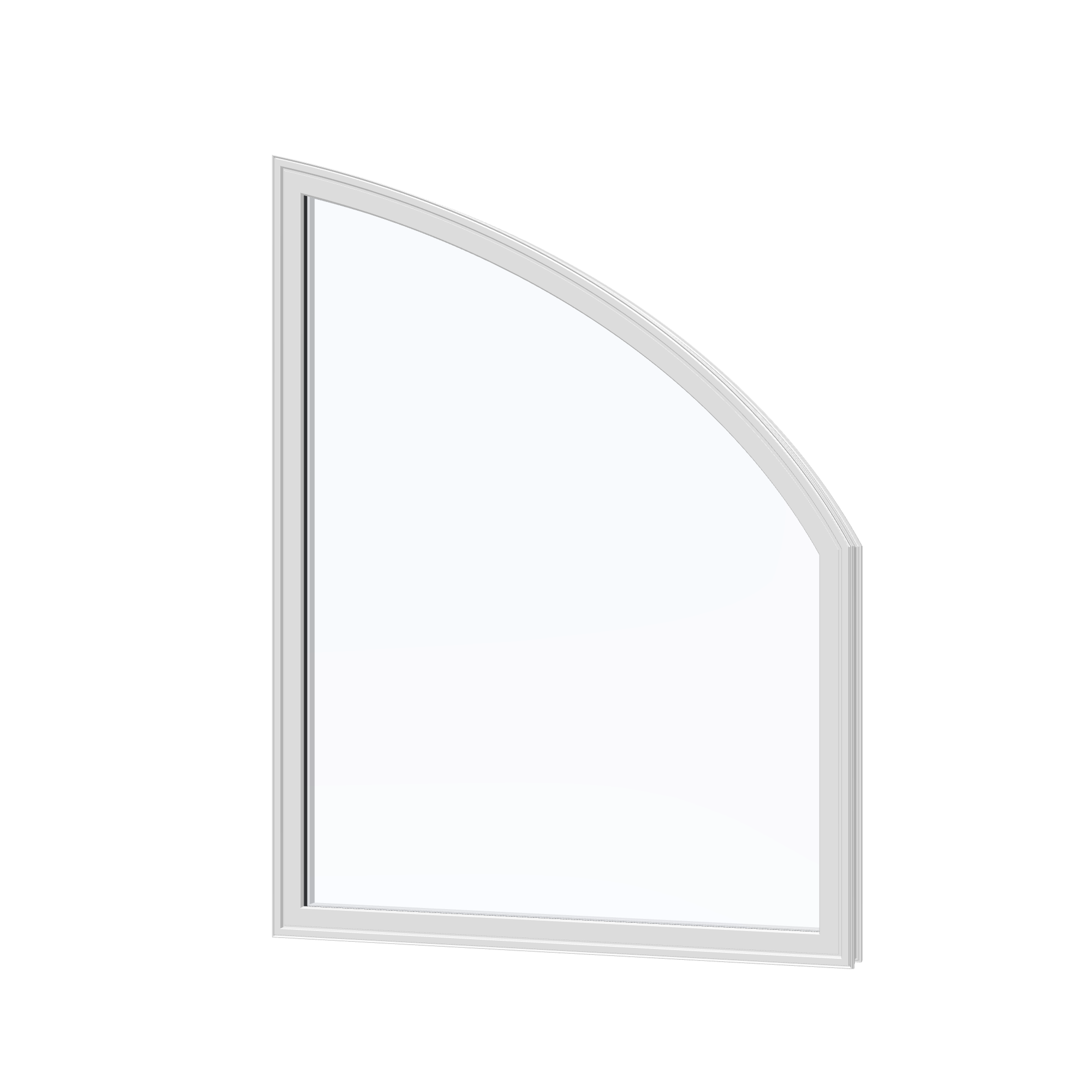 Angled exterior view of the 36 × 48 inch raised partial chord (right), white exterior / white interior, without nailing flange