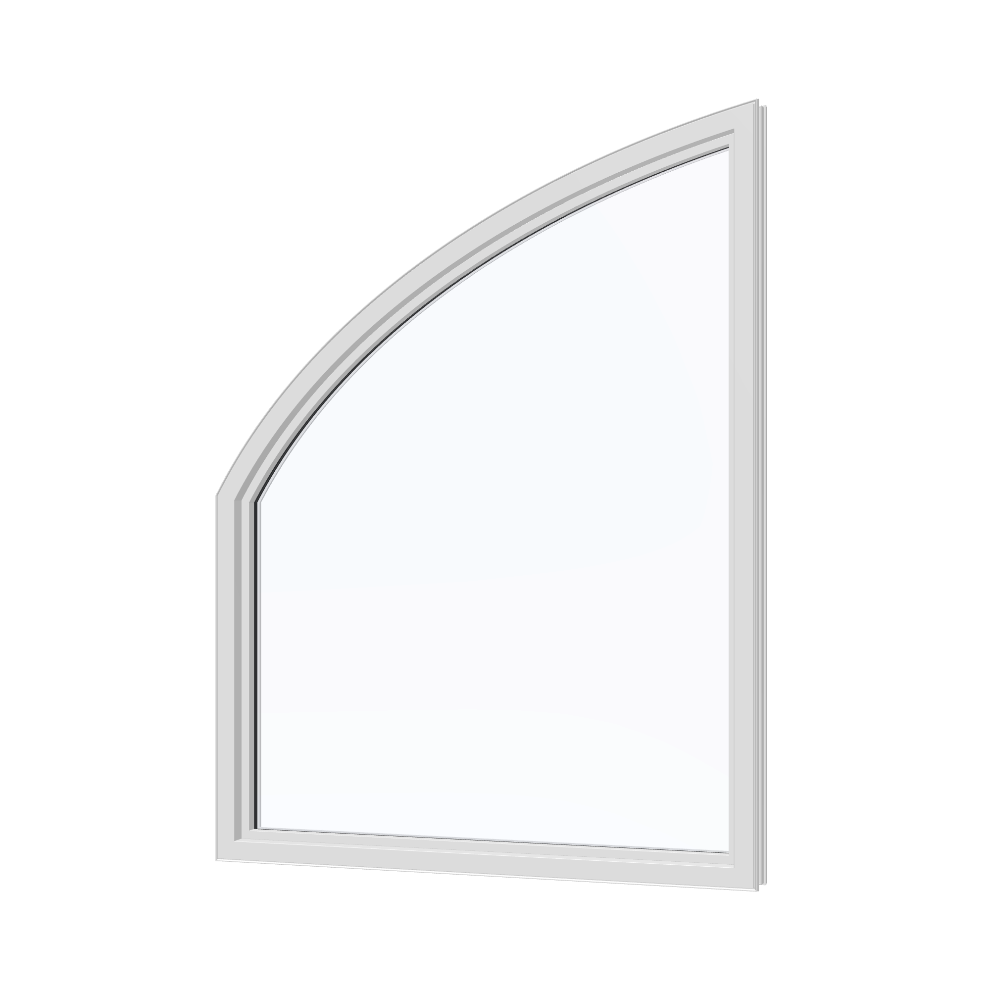 Angled interior view of the 36 × 48 inch raised partial chord (right), white exterior / white interior, without nailing flange