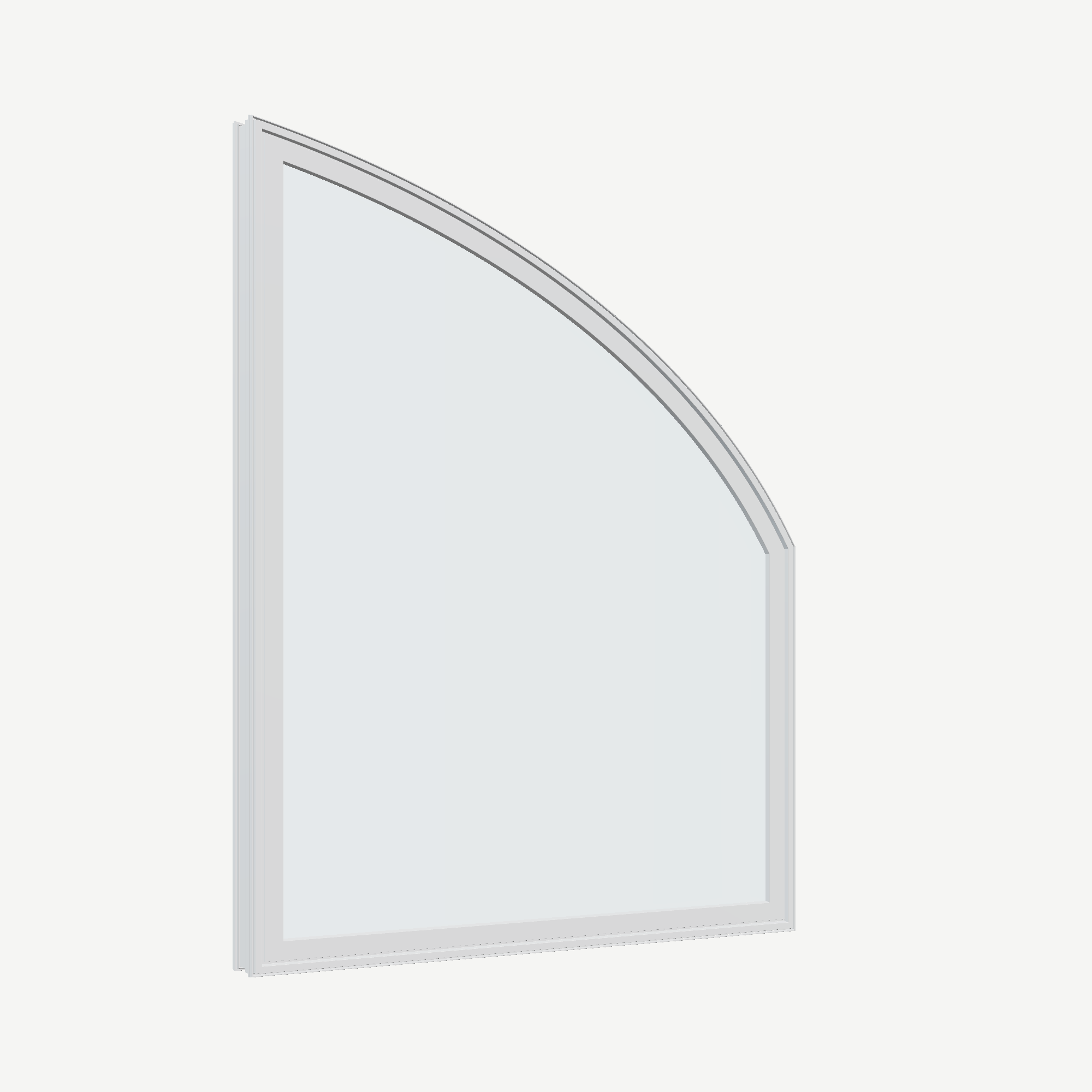 Opposite exterior angle of the 36 × 48 inch raised partial chord (right), white exterior / white interior, without nailing flange