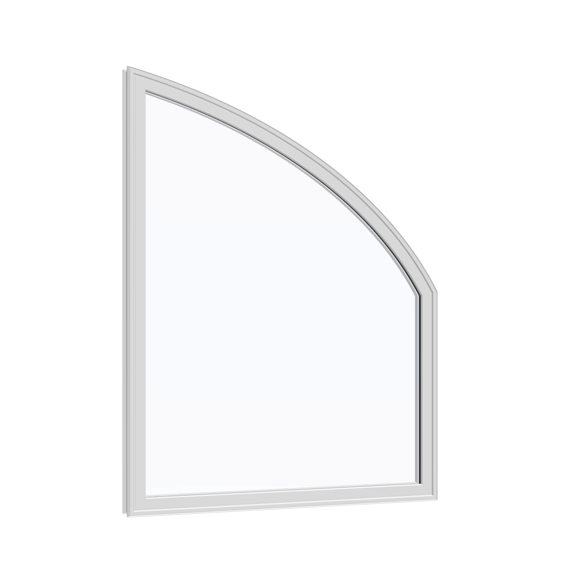 Opposite exterior angle of the 36 × 48 inch raised partial chord (right), white exterior / white interior, without nailing flange
