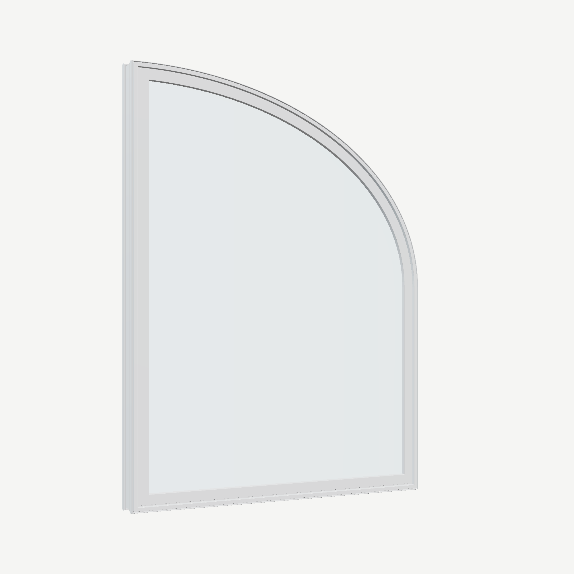 Opposite exterior angle of the 36 × 48 inch raised partial ellipse (right), white exterior / white interior, without nailing flange