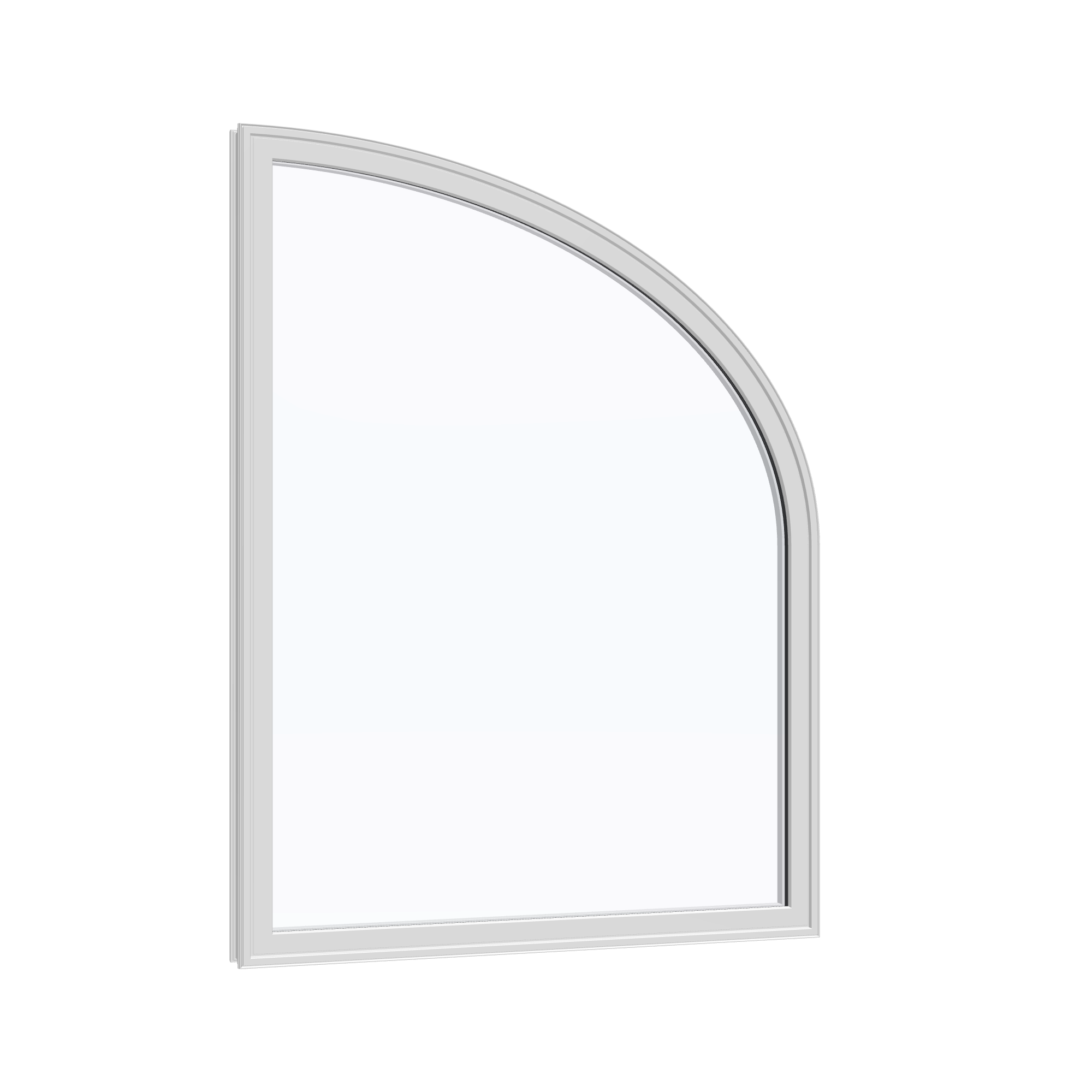 Opposite exterior angle of the 36 × 48 inch raised partial ellipse (right), white exterior / white interior, without nailing flange