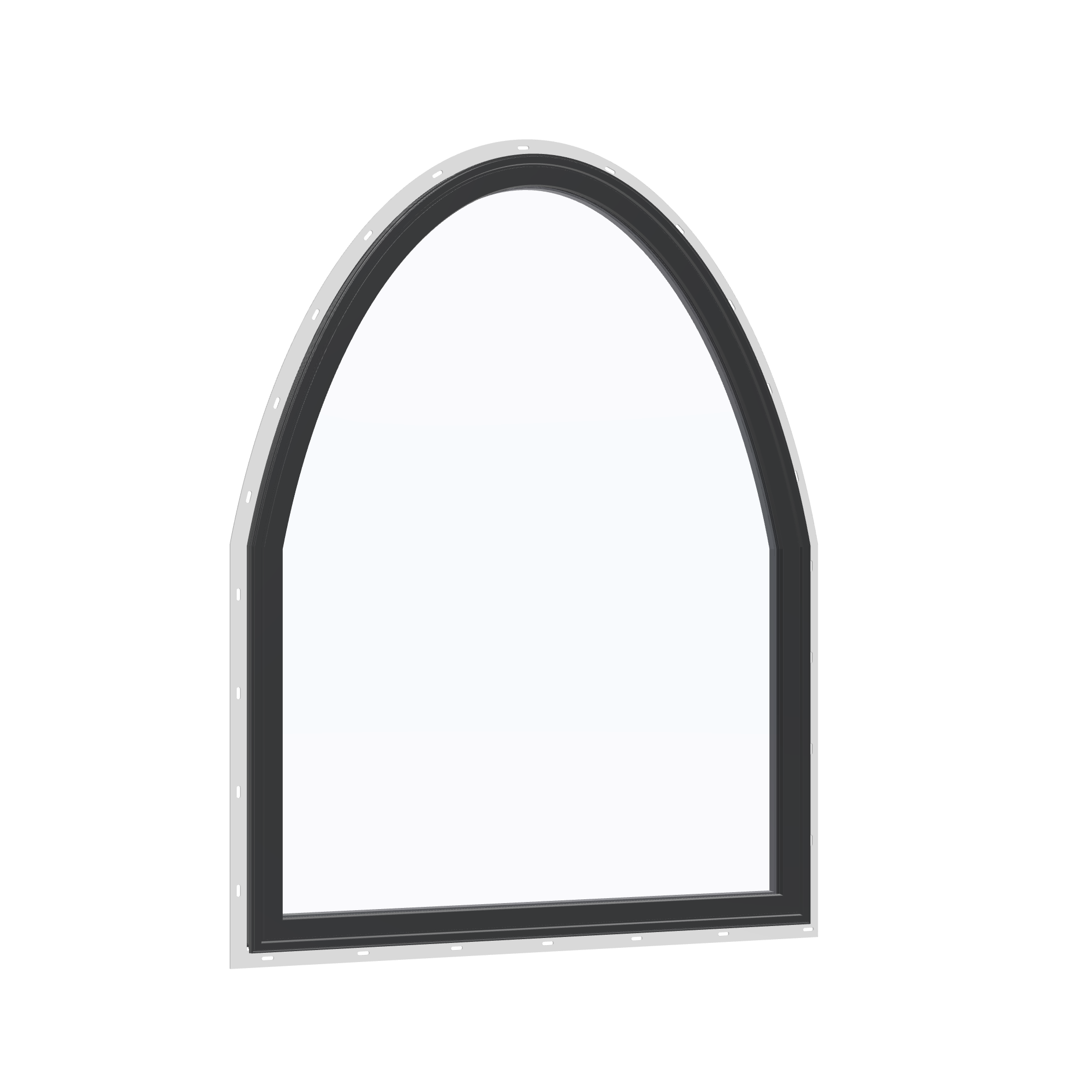 Opposite exterior angle of the 36 × 48 inch raised segment, black exterior / black interior, with nailing flange