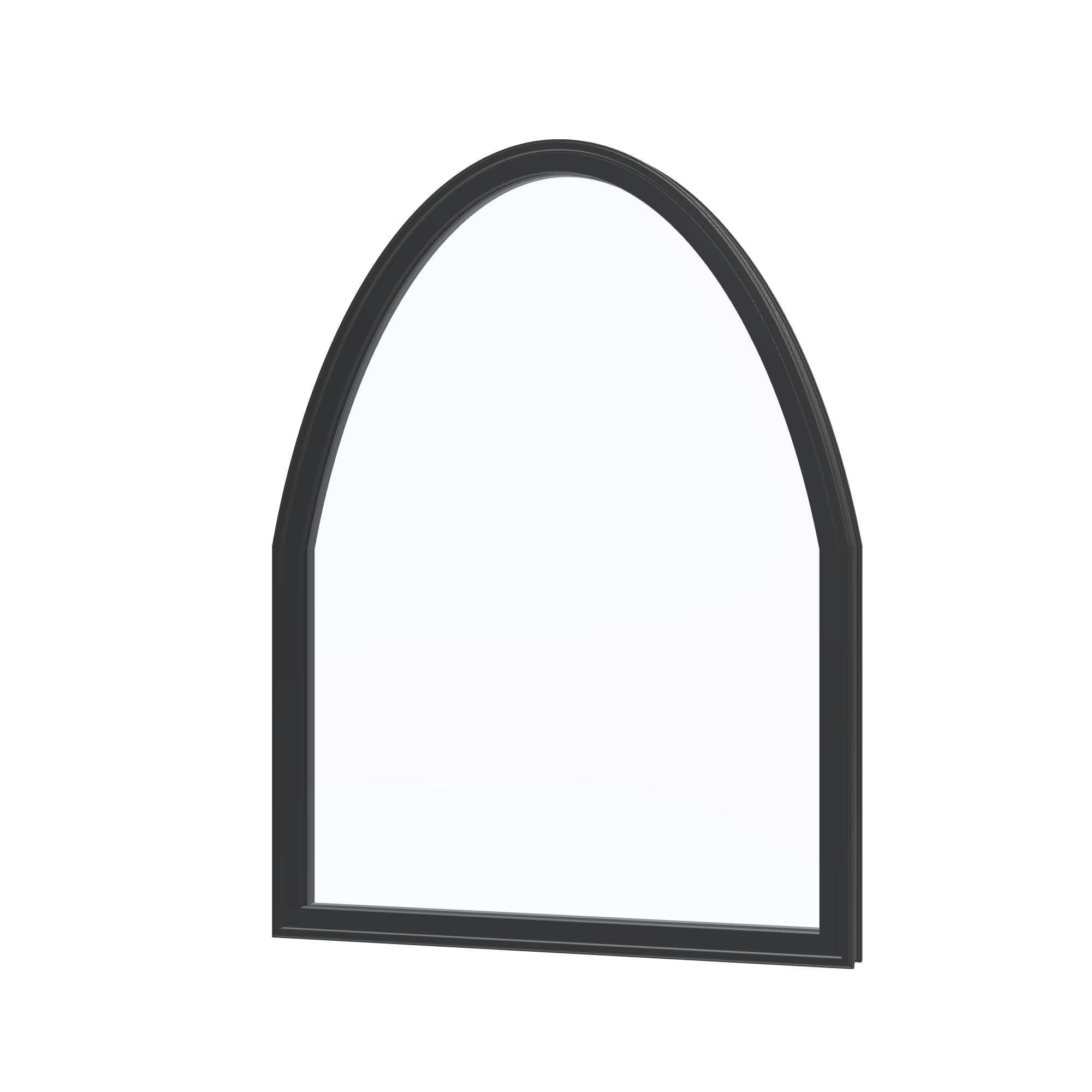 Angled exterior view of the 36 × 48 inch raised segment, black exterior / black interior, without nailing flange