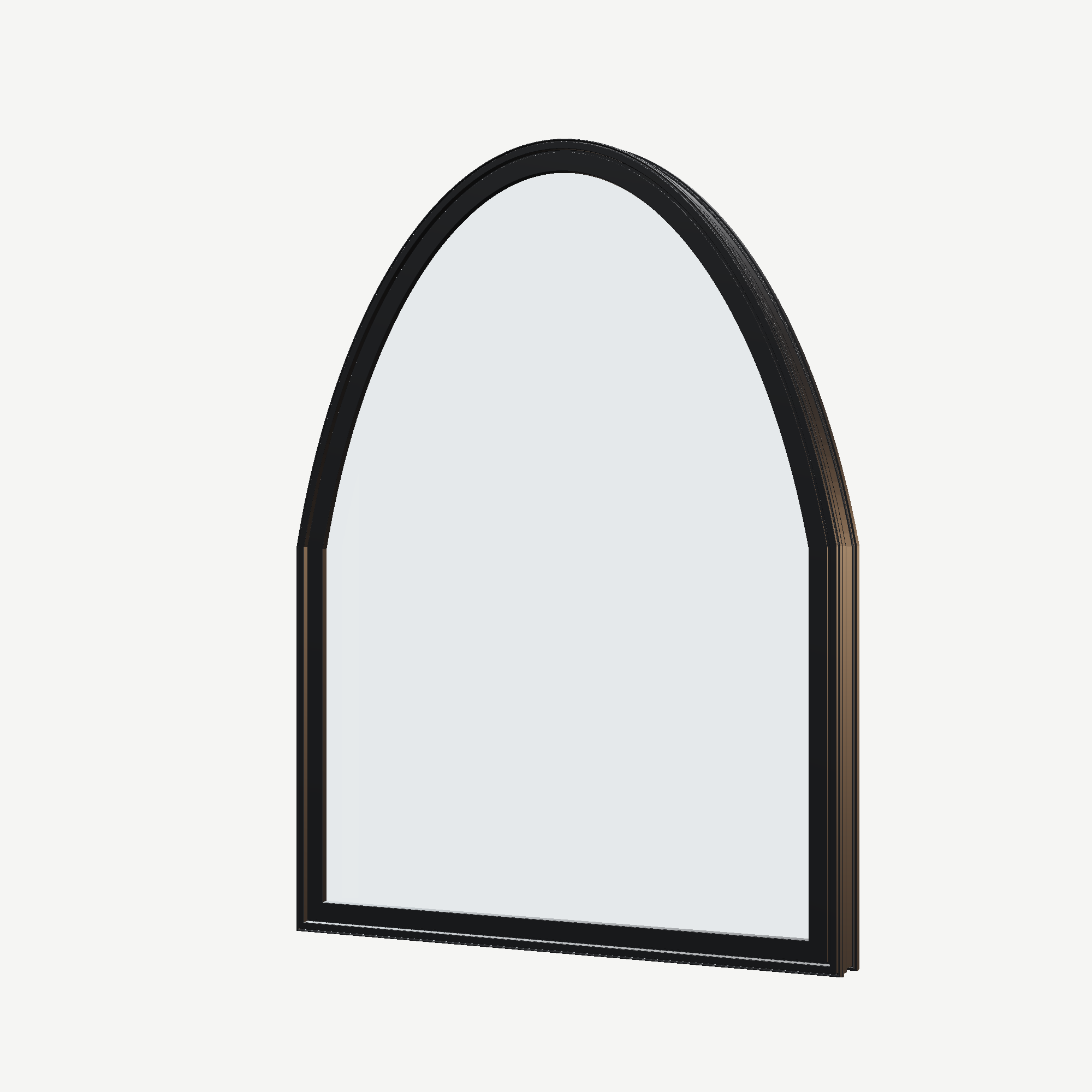 Angled exterior view of the 36 × 48 inch raised segment, black exterior / black interior, without nailing flange