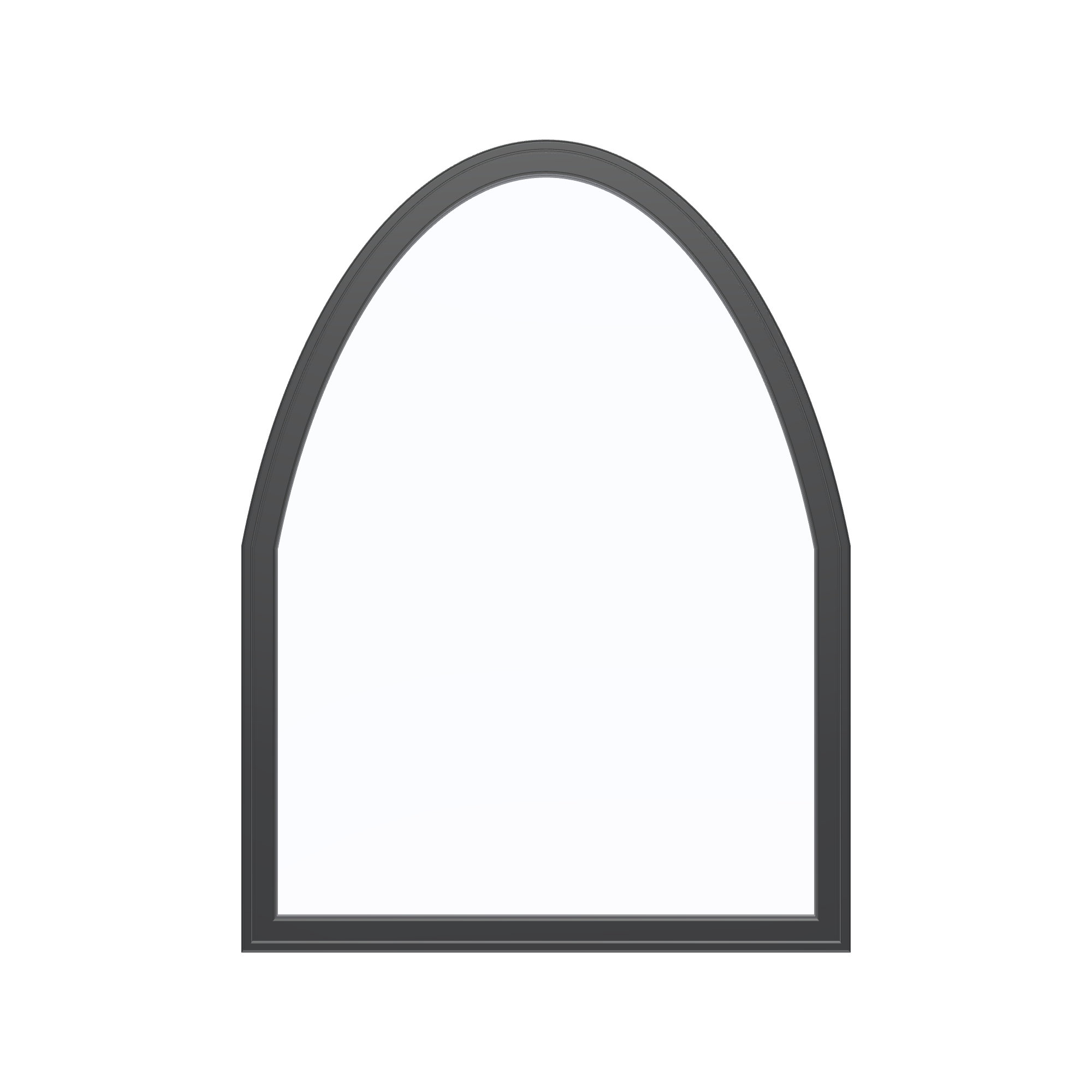 Straight exterior view of the 36 × 48 inch raised segment, black exterior / black interior, without nailing flange