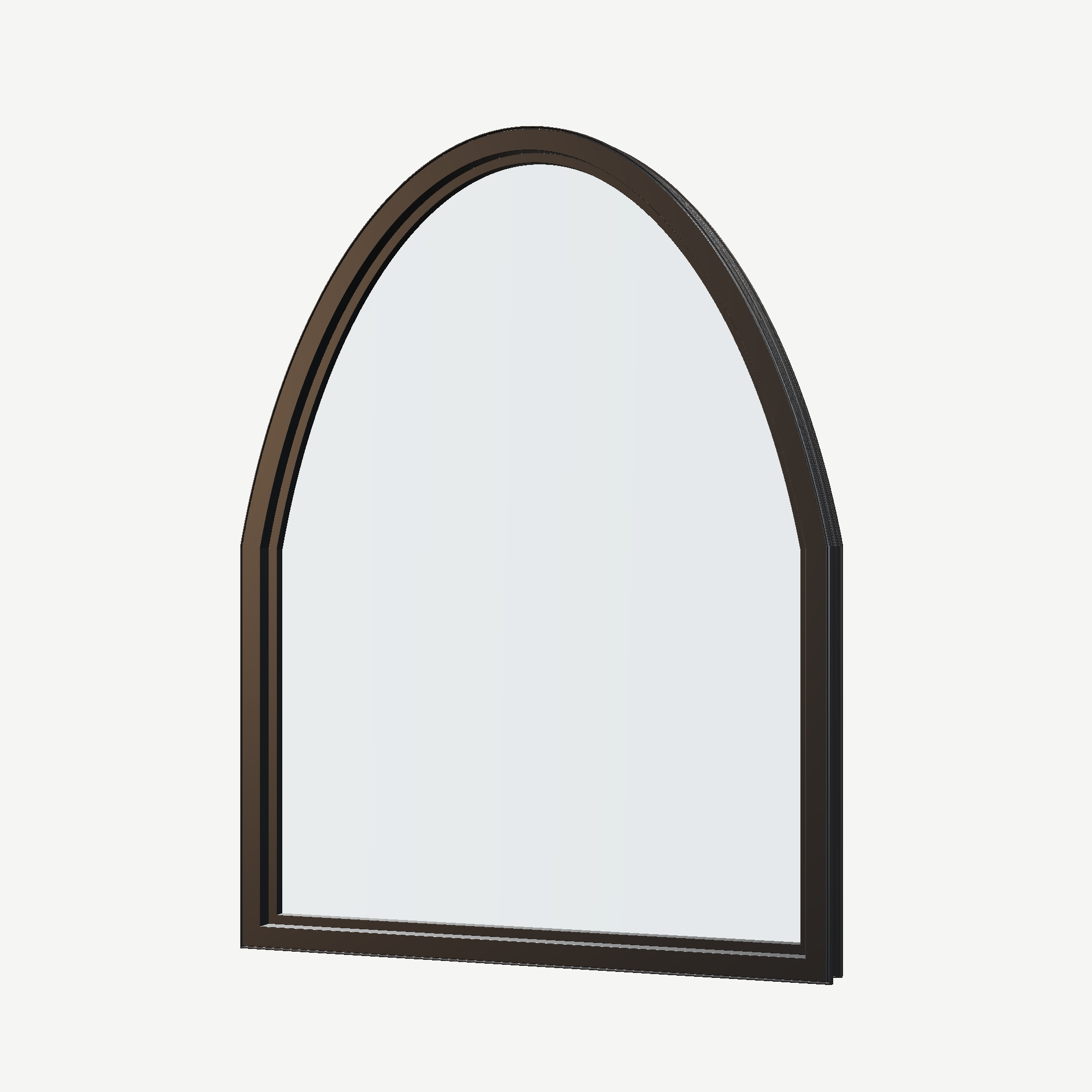 Angled interior view of the 36 × 48 inch raised segment, black exterior / black interior, without nailing flange
